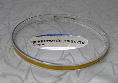 Bracelet Sterling Silver Gold Enamel DA Norway  Bangle