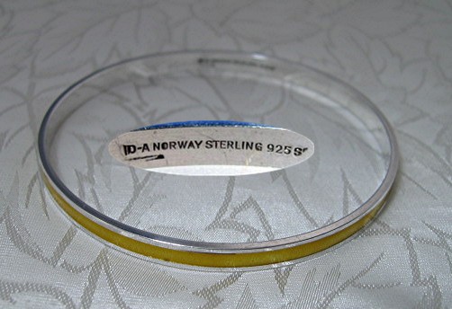Bracelet Sterling Silver Gold Enamel DA Norway  Bangle