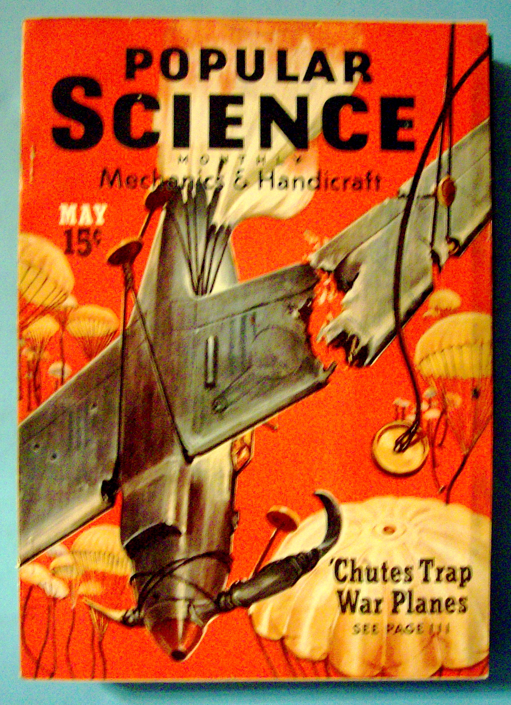Popular Science Magazine-May 1940-Chutes Trap War Plane