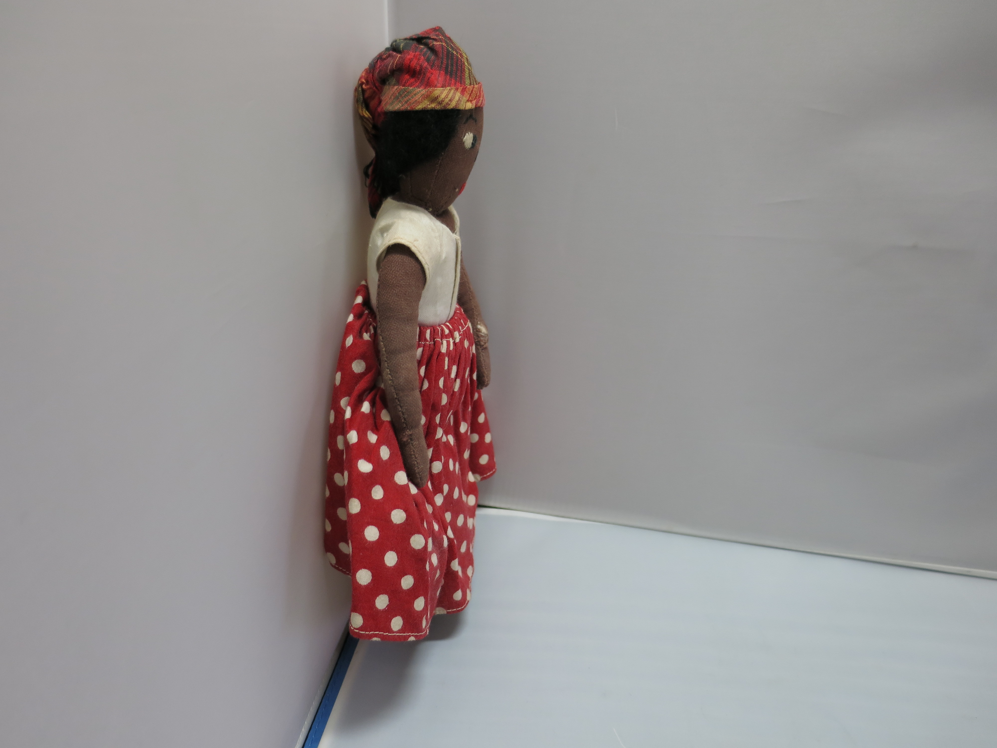 African American Cloth Doll with embroidered face 9 inch