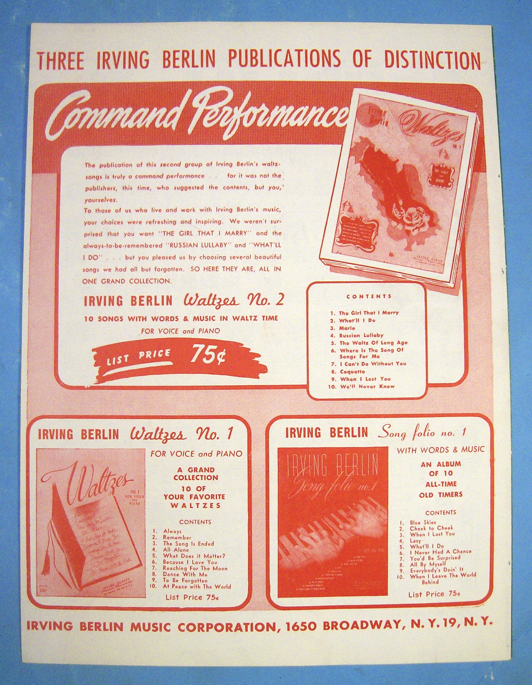 1942 Sheet Music For White Christmas By Irving Berlin