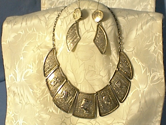 Necklace Earring set Egyptian Sterling Silver Pharoh