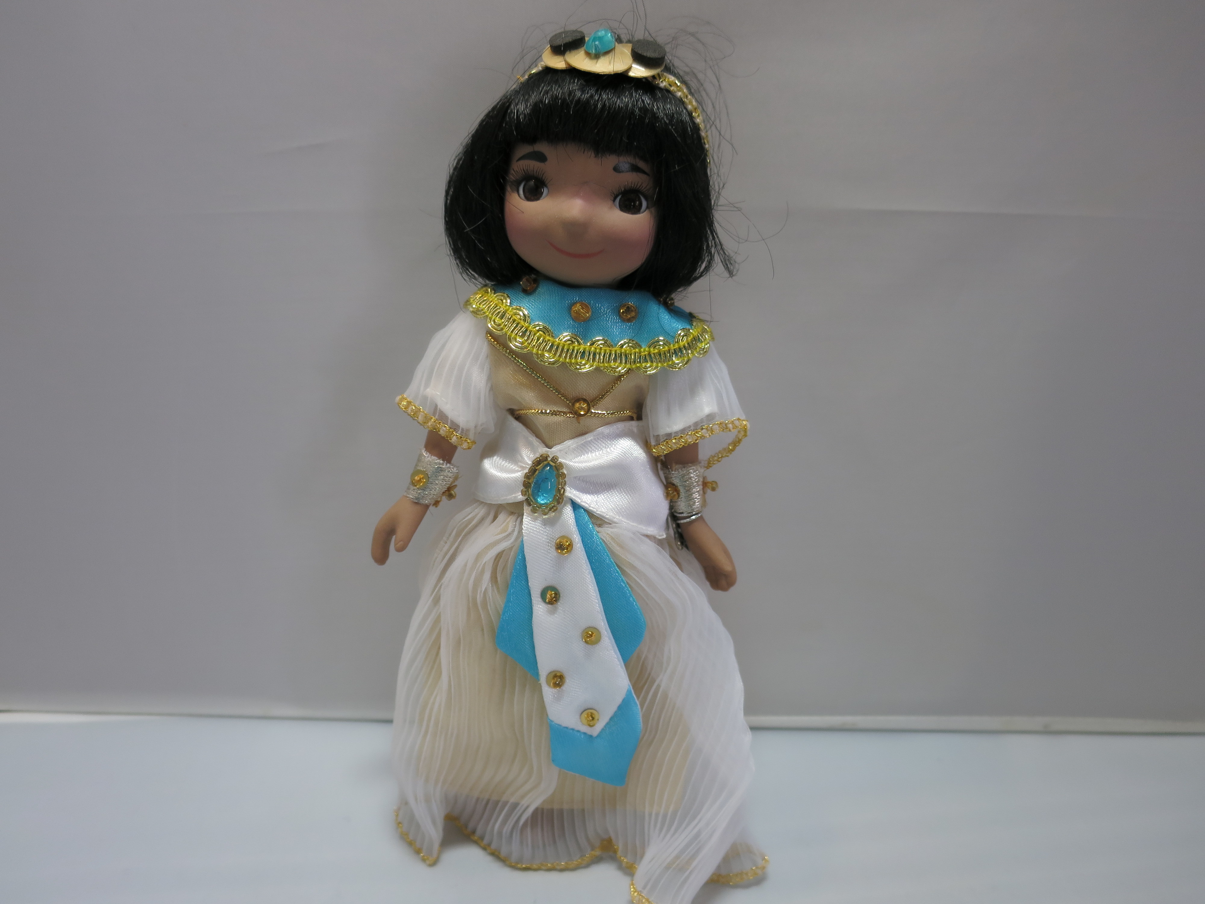 Vintage Porcelain African American Princess Doll with Tiara 7 1/2
