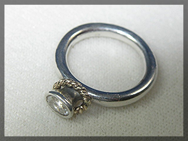 Ring Pandora Sterling Silver Crystal  Gold ALE 925