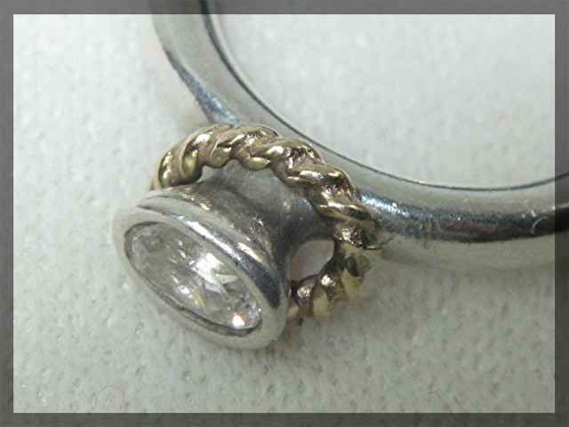 Ring Pandora Sterling Silver Crystal  Gold ALE 925