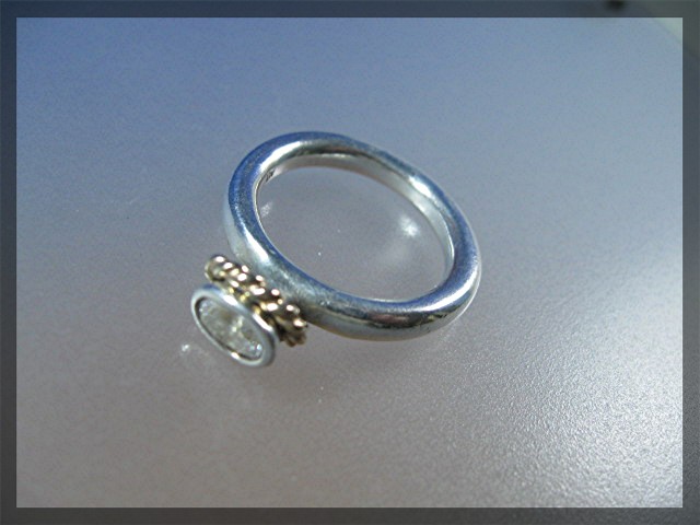 Ring Pandora Sterling Silver Crystal  Gold ALE 925