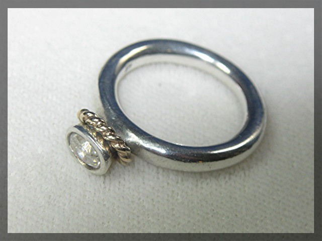 Ring Pandora Sterling Silver Crystal  Gold ALE 925