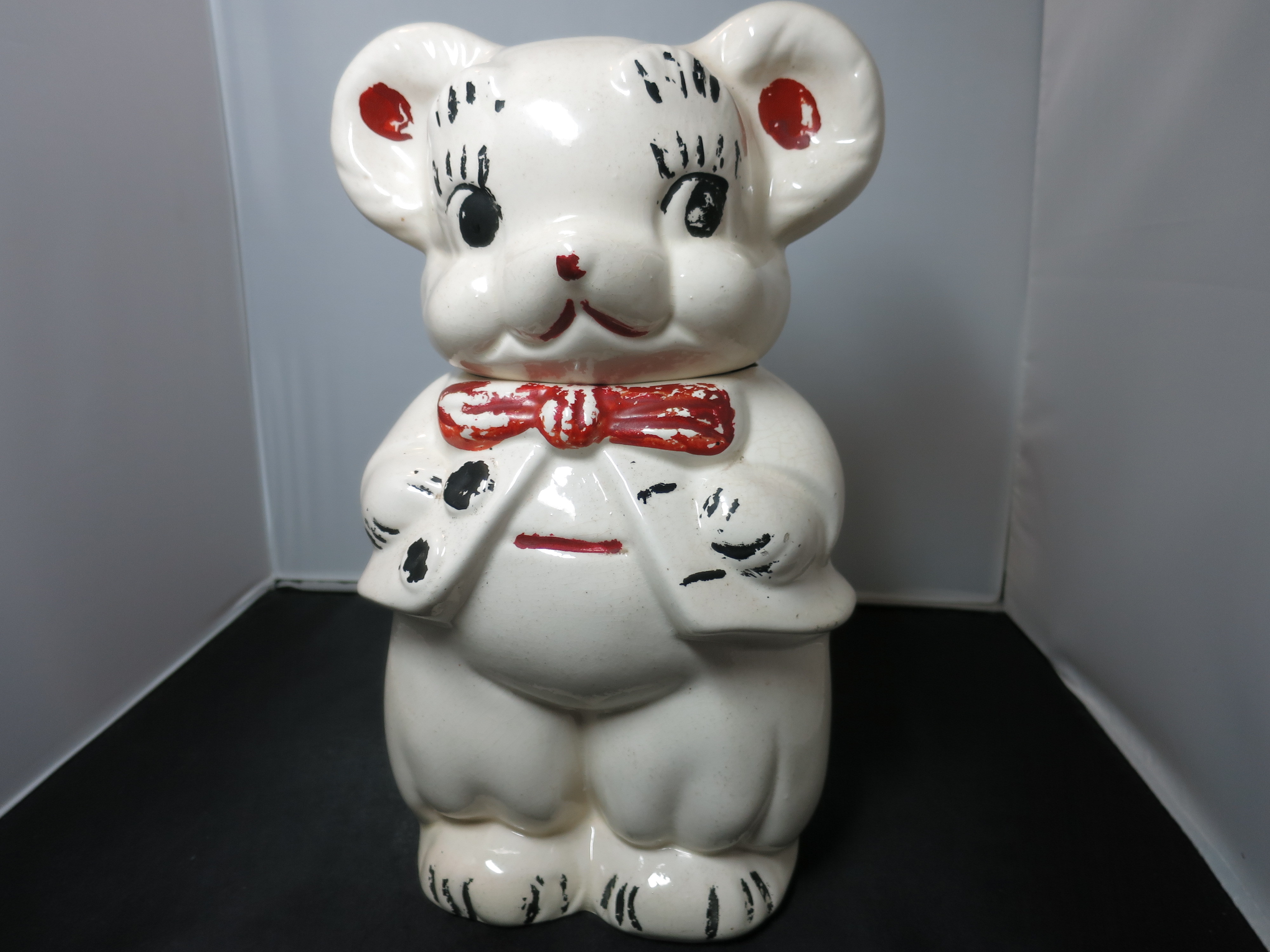 American Bisque Turnabout Bear Cookie Jar 1940s
