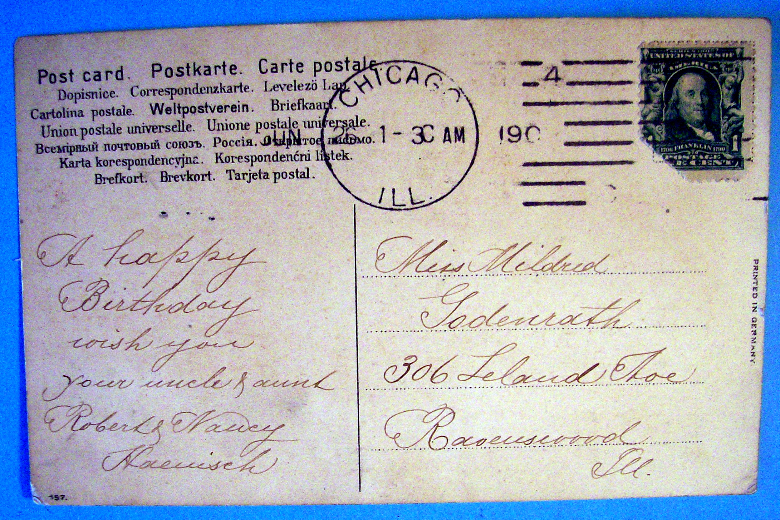 Best Wishes Postcard w/2 Children Under Flower