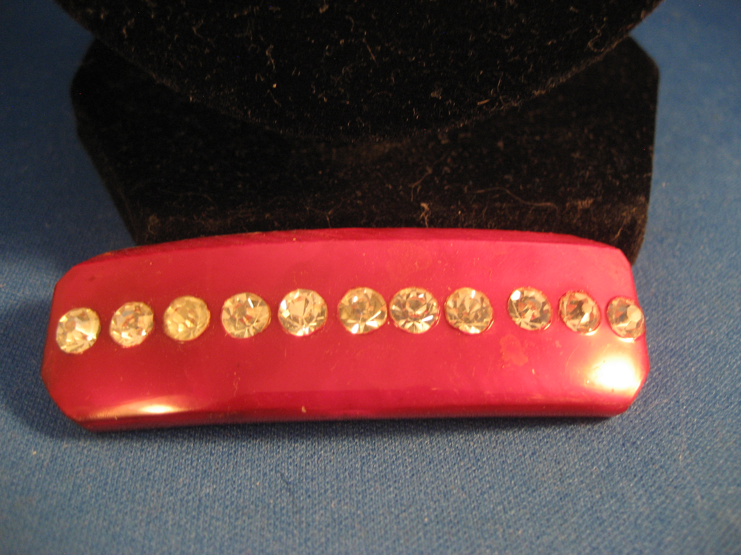 Celluloid and Rhinestone Brooch