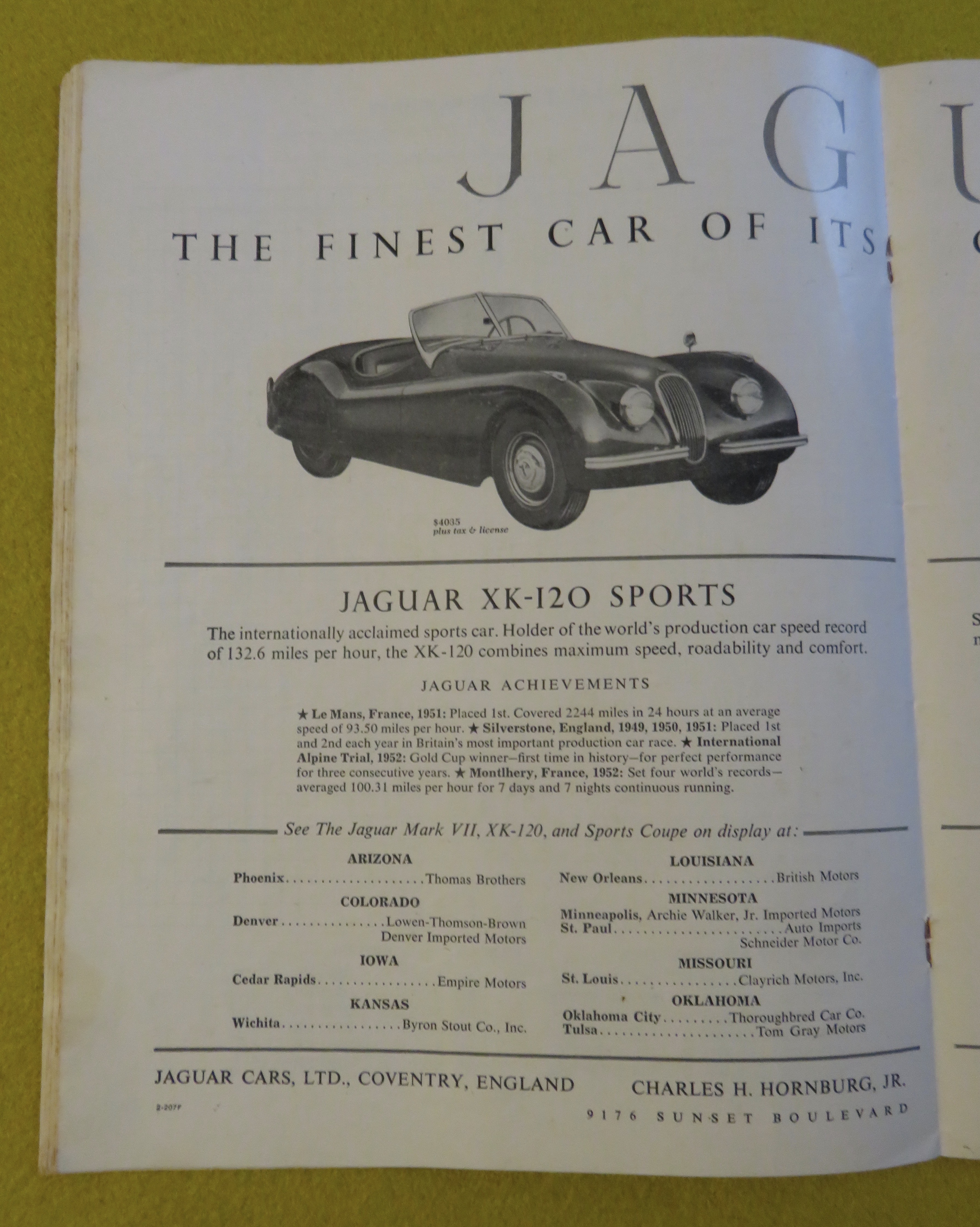National Sports Car Races Program April 12, 1953