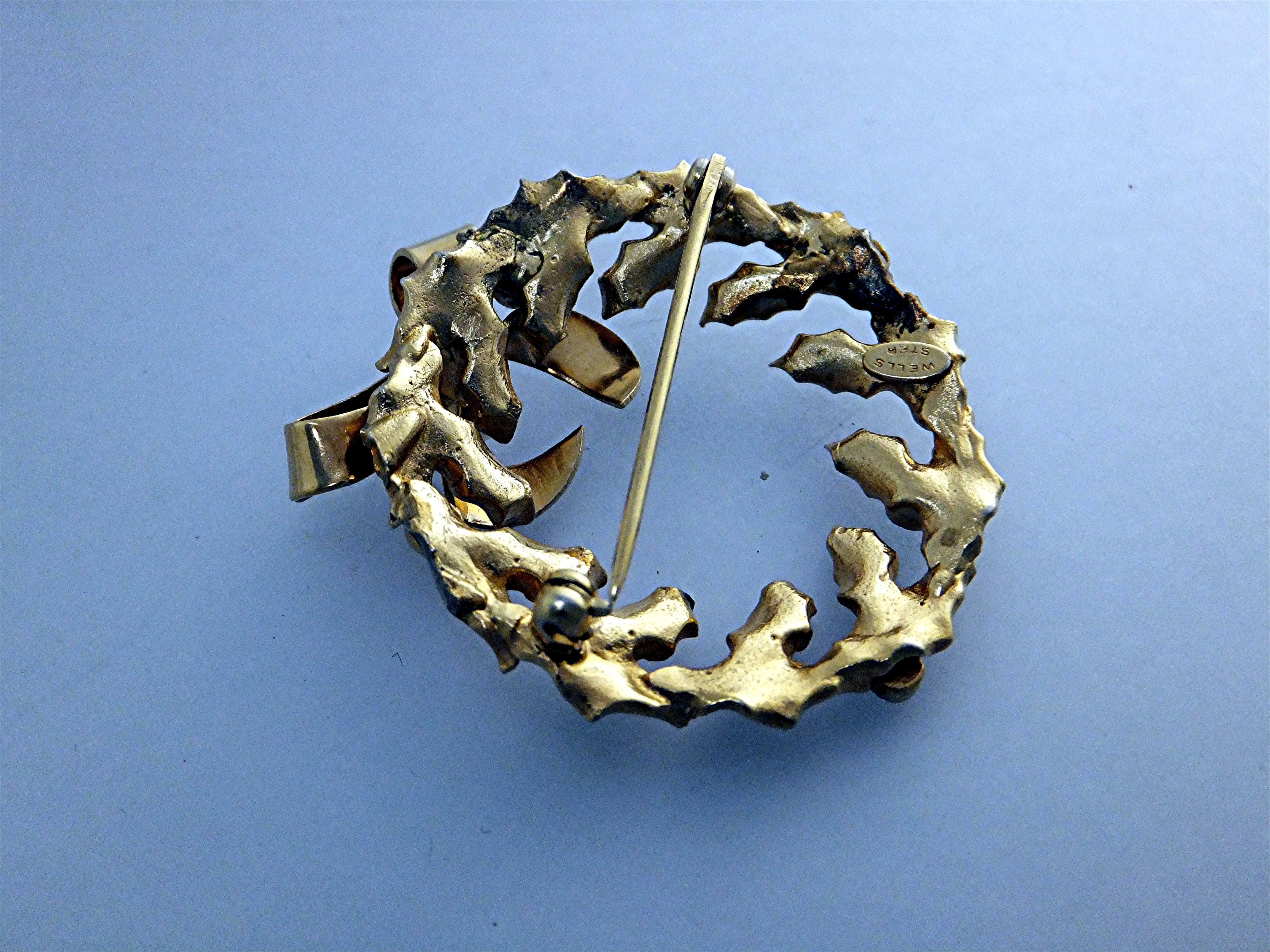 Sterling/Gold Vermeil Pearl Christmas Brooch