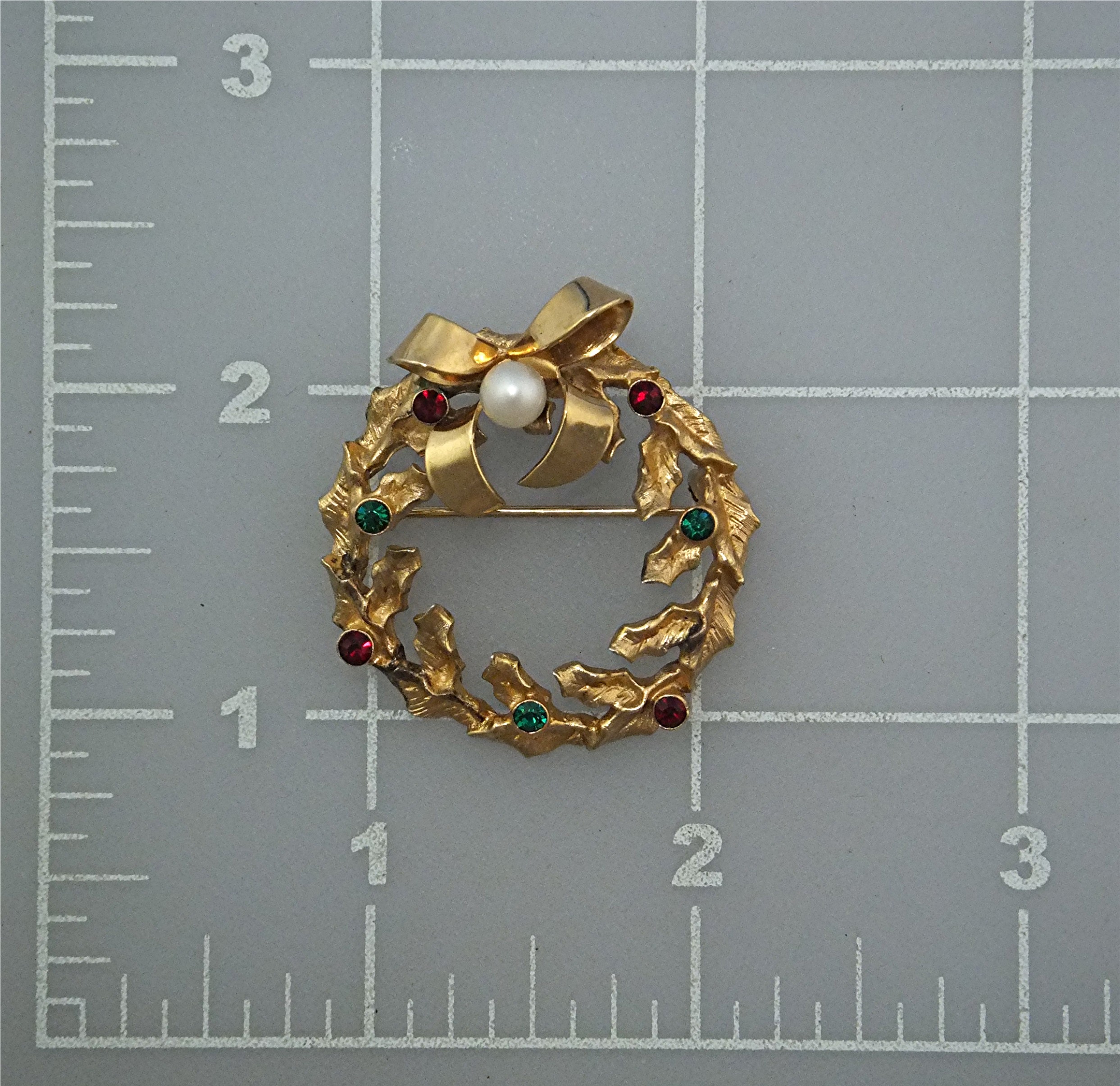 Sterling/Gold Vermeil Pearl Christmas Brooch