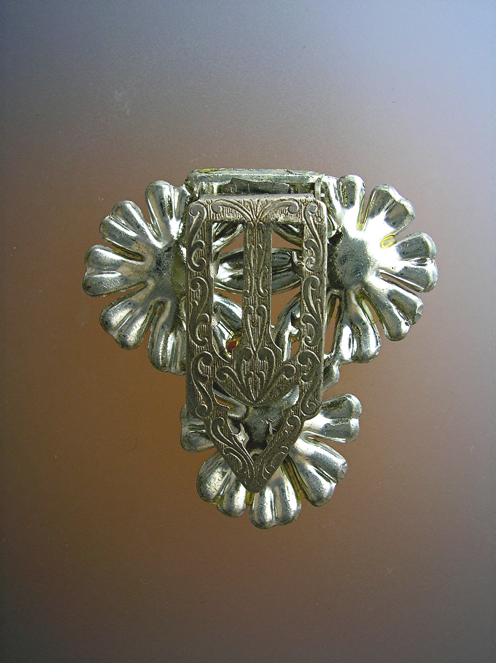 Dress Clip Sapphire & White Rhinestone Flowers