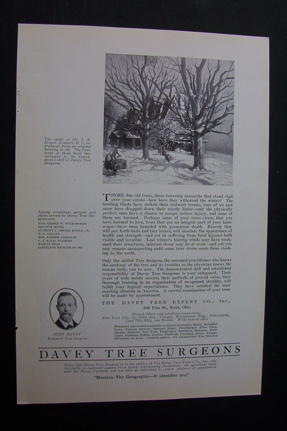 1920 Dual Ad: Davey Tree Expert & Crane Co.