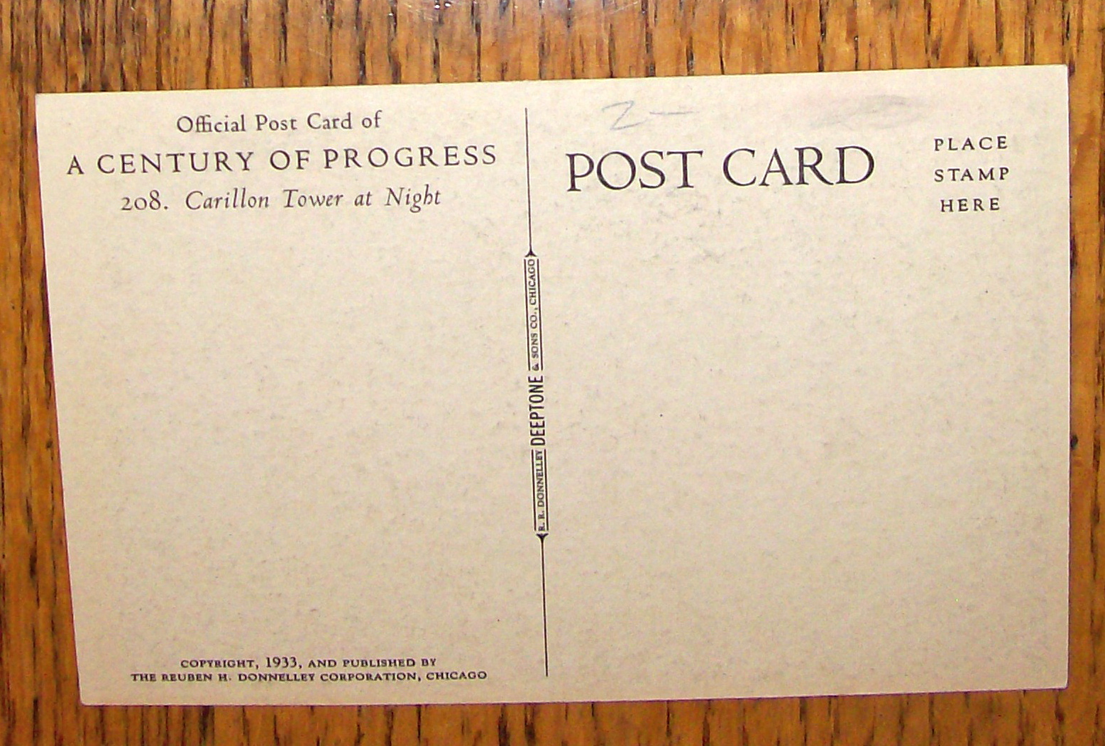 Carillon Tower At Night Postcard (Century Of Progress)