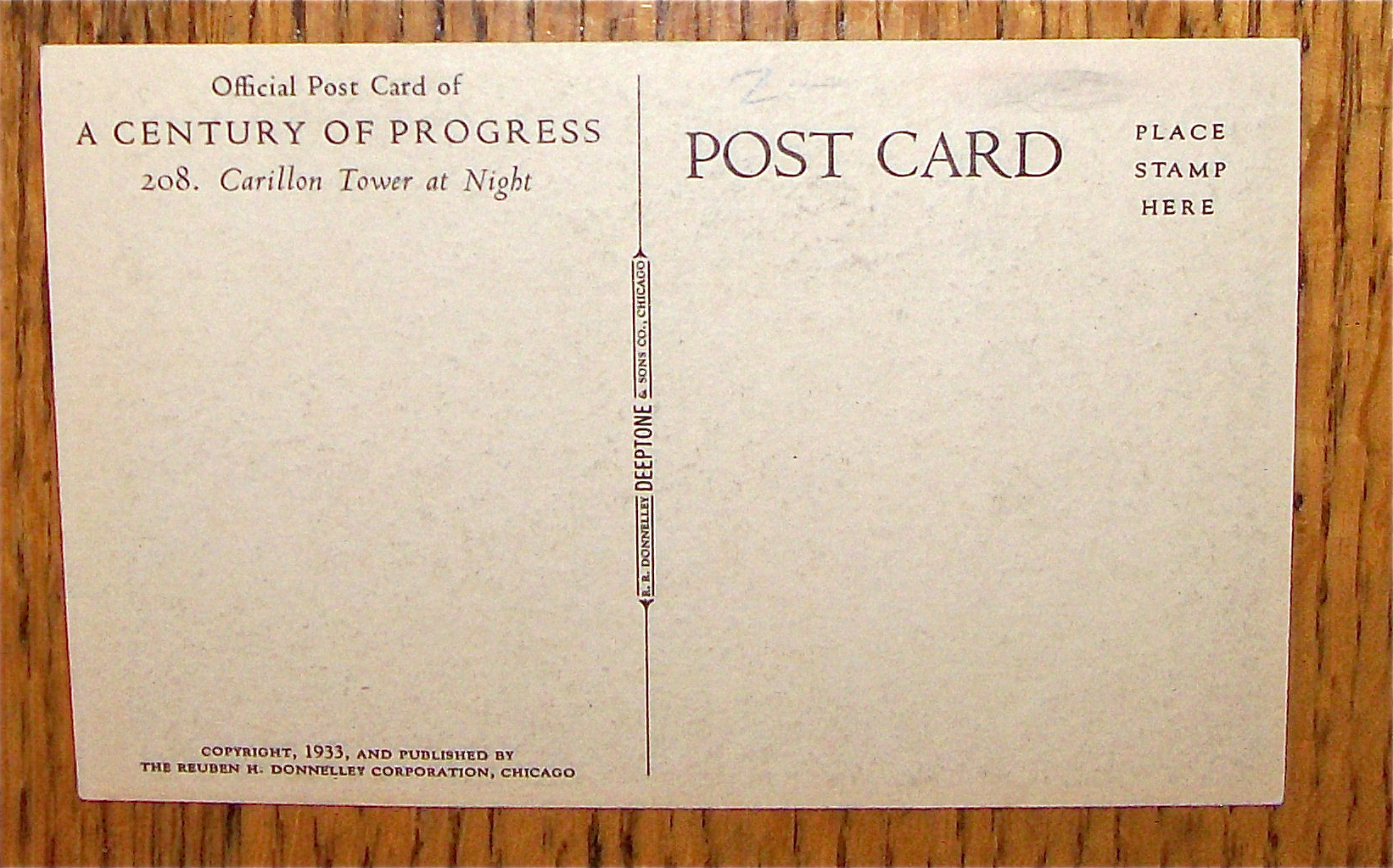 Carillon Tower At Night Postcard (Century Of Progress)