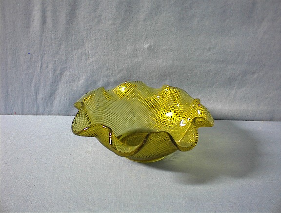 Small Fluted Green/Yellow Candy Dish