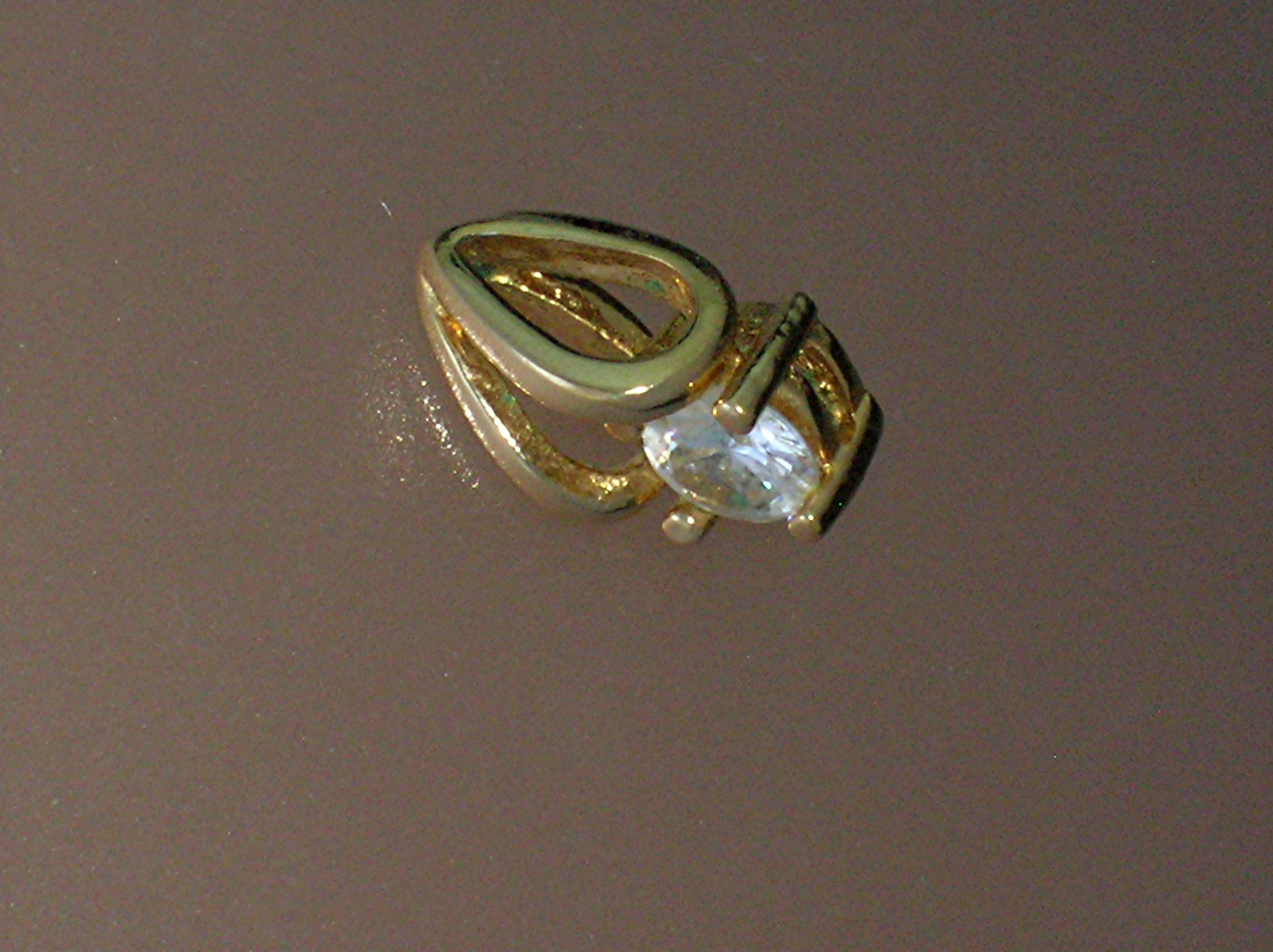 14K Gold Electroplate & CZ Pendant