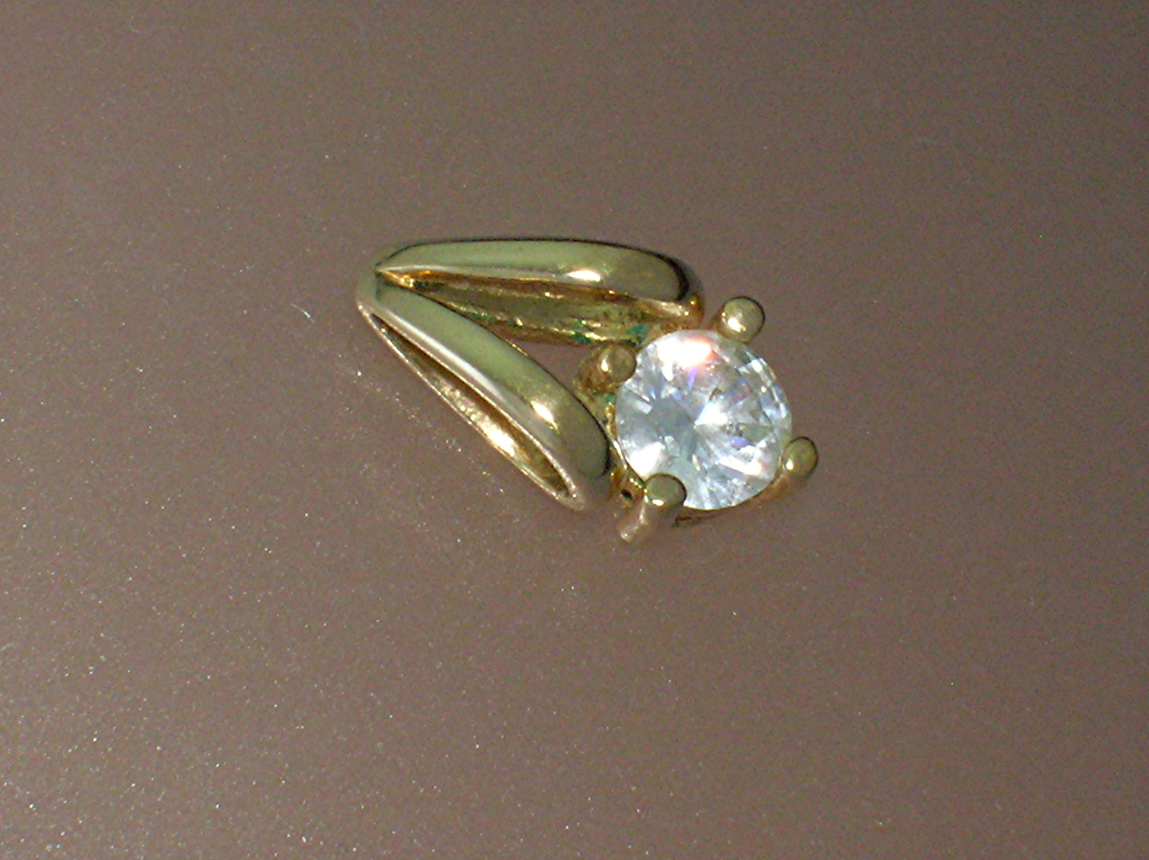 14K Gold Electroplate & CZ Pendant