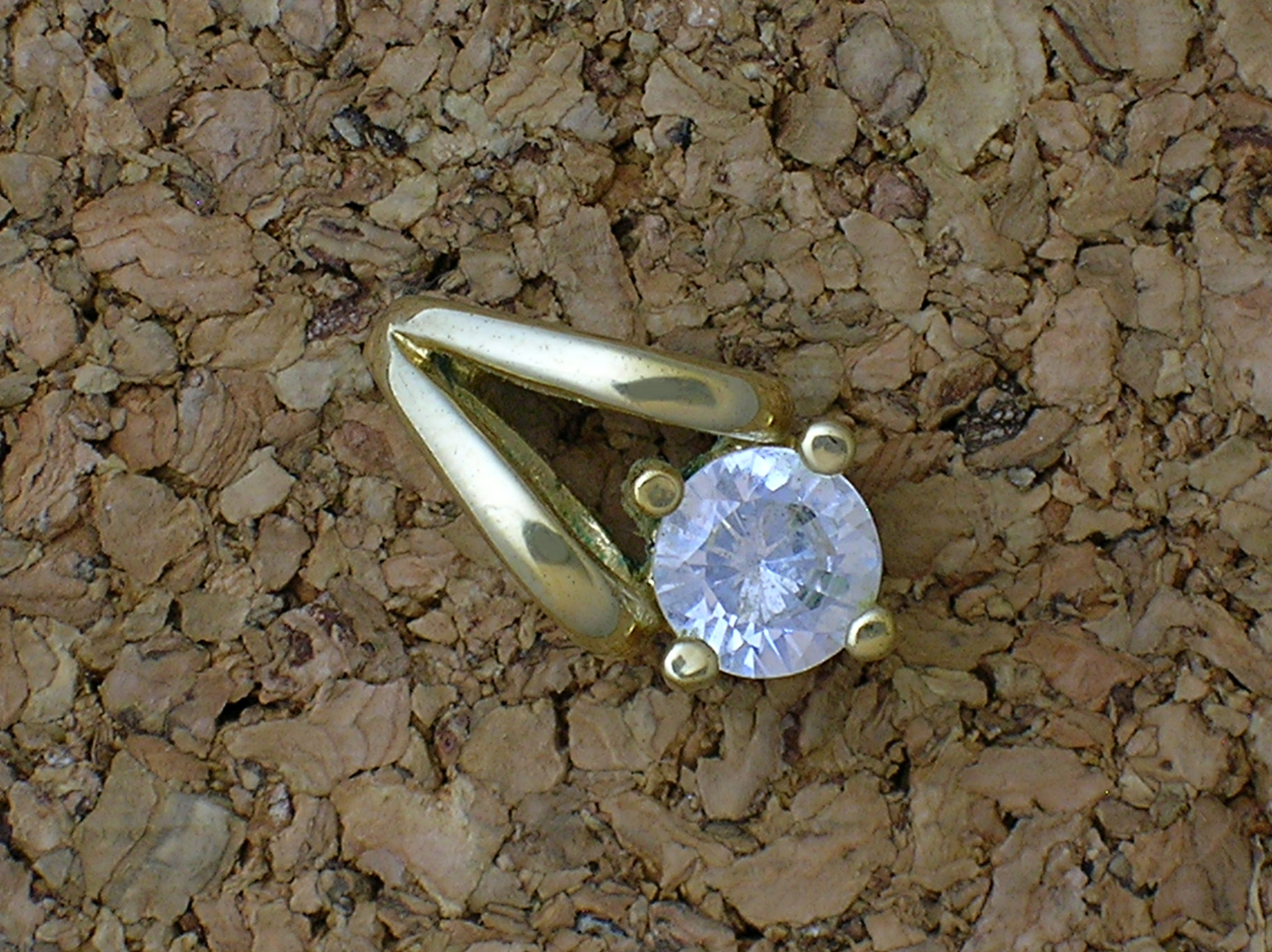 14K Gold Electroplate & CZ Pendant