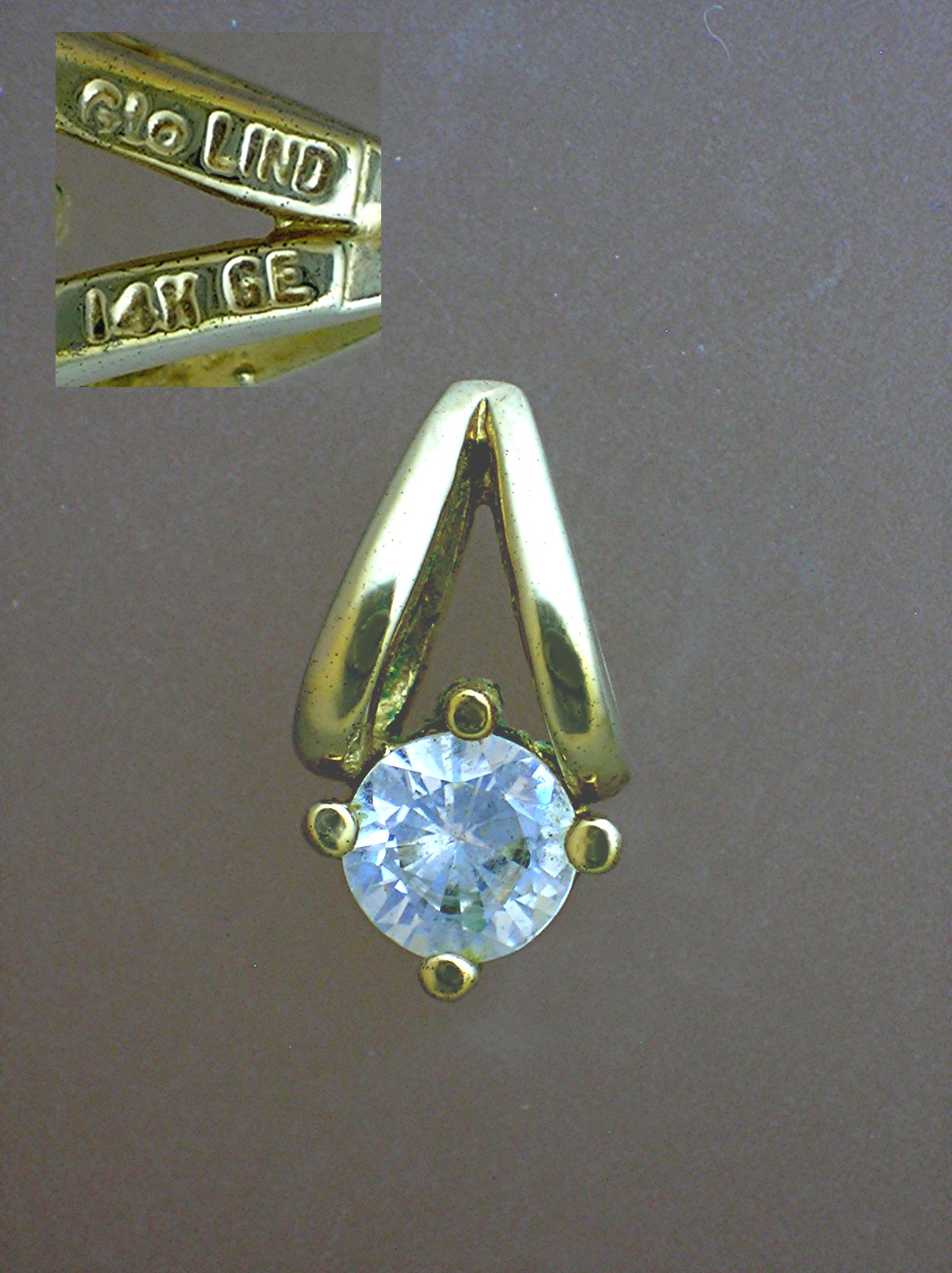 14K Gold Electroplate & CZ Pendant