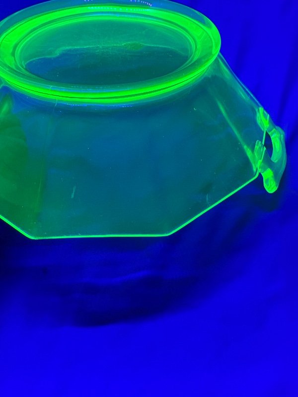 A.H. Heisey Co. Uranium Moongleam Console/Centerpiece Fruit Bowl 10 1/4" Circa 1925-1938