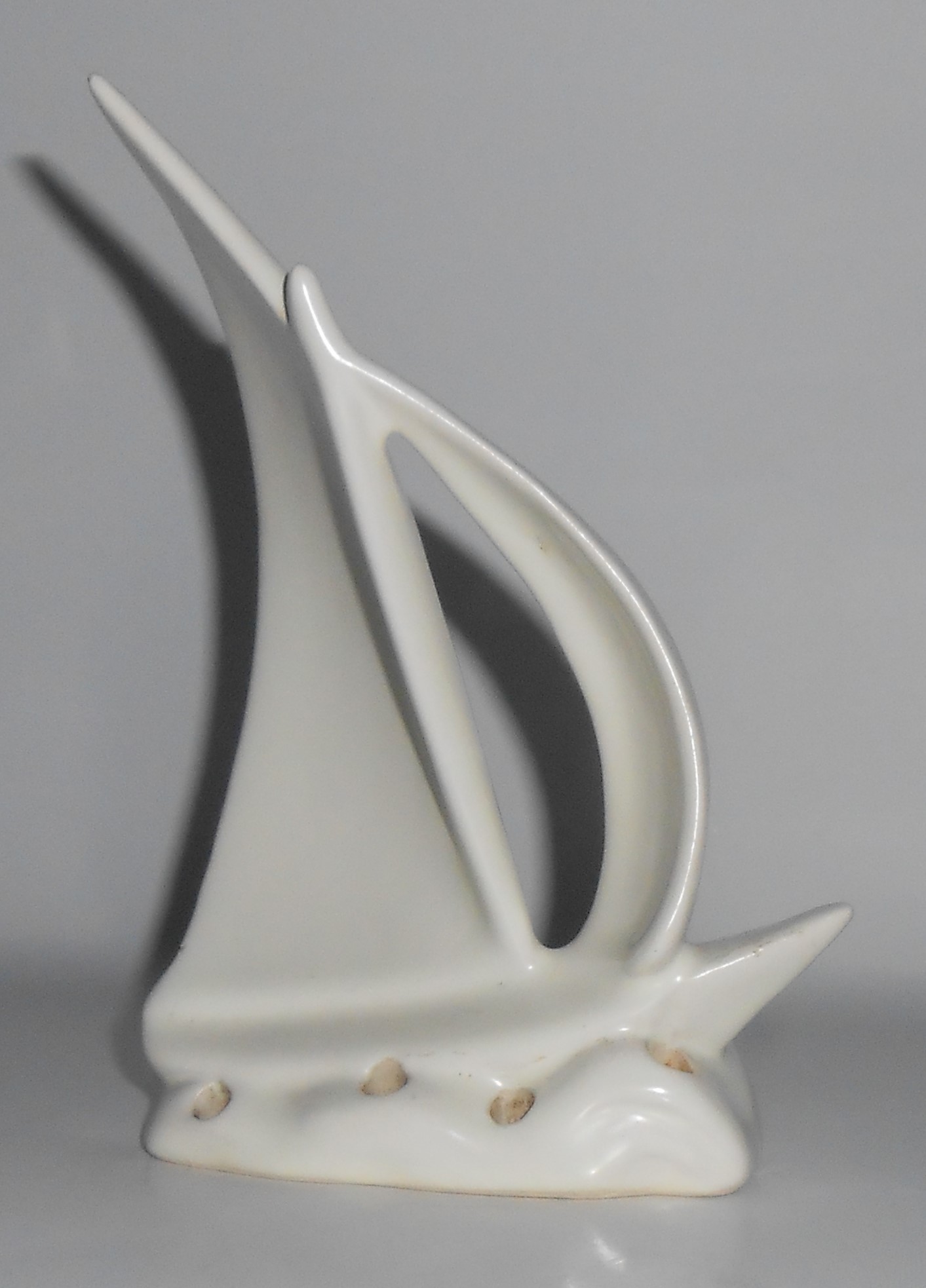 Caliente Pottery Matte White Sailboat Flower Frog