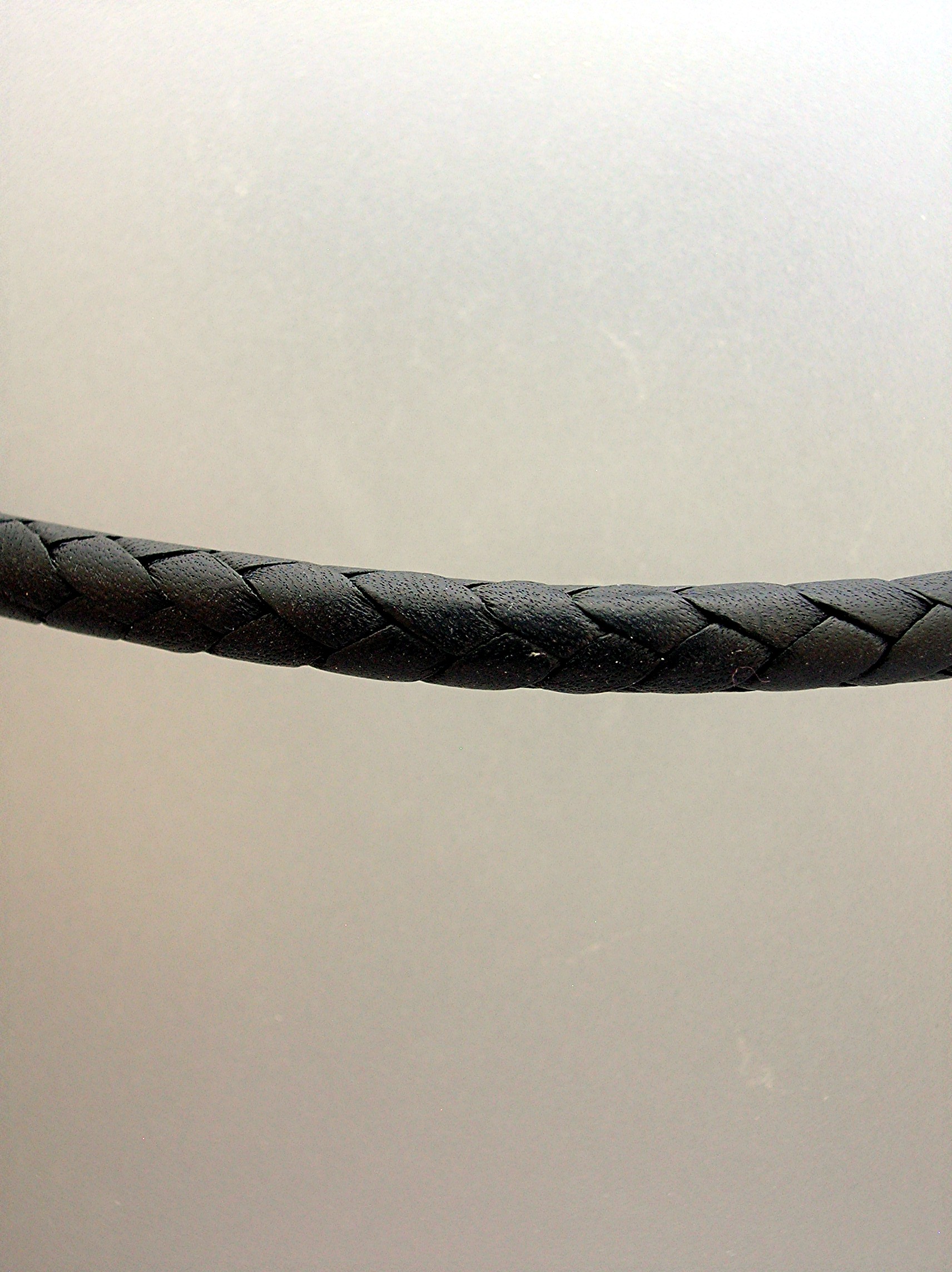 Sterling Silver Black Woven Leather Necklace