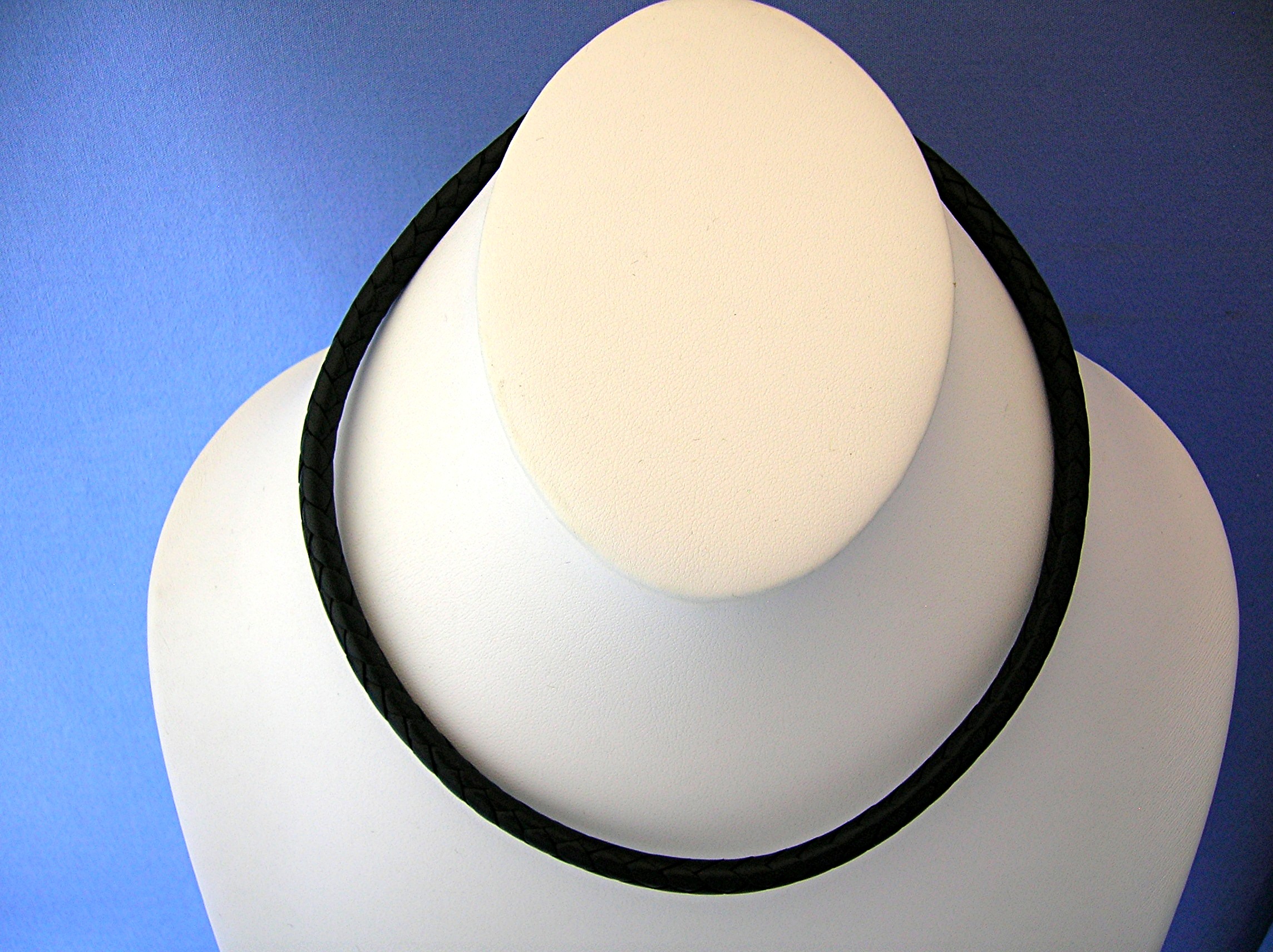 Sterling Silver Black Woven Leather Necklace