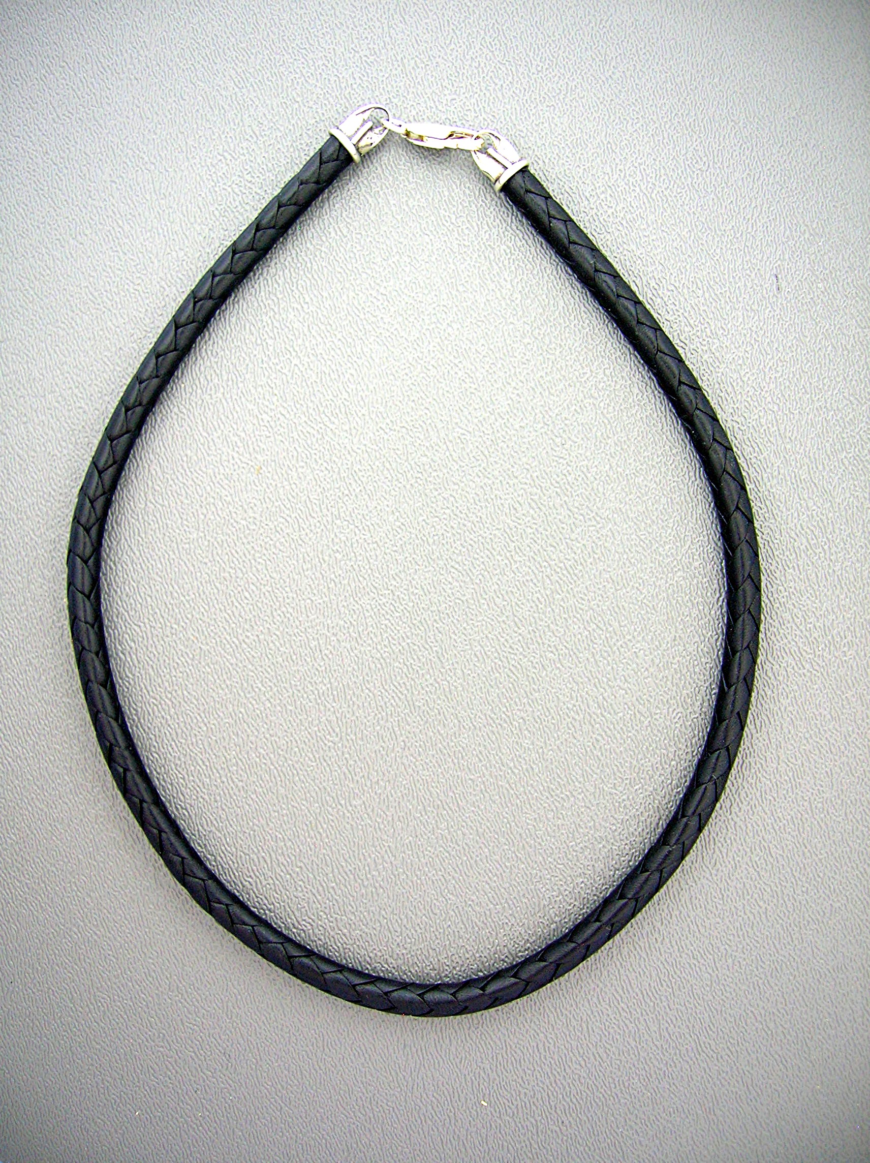 Sterling Silver Black Woven Leather Necklace
