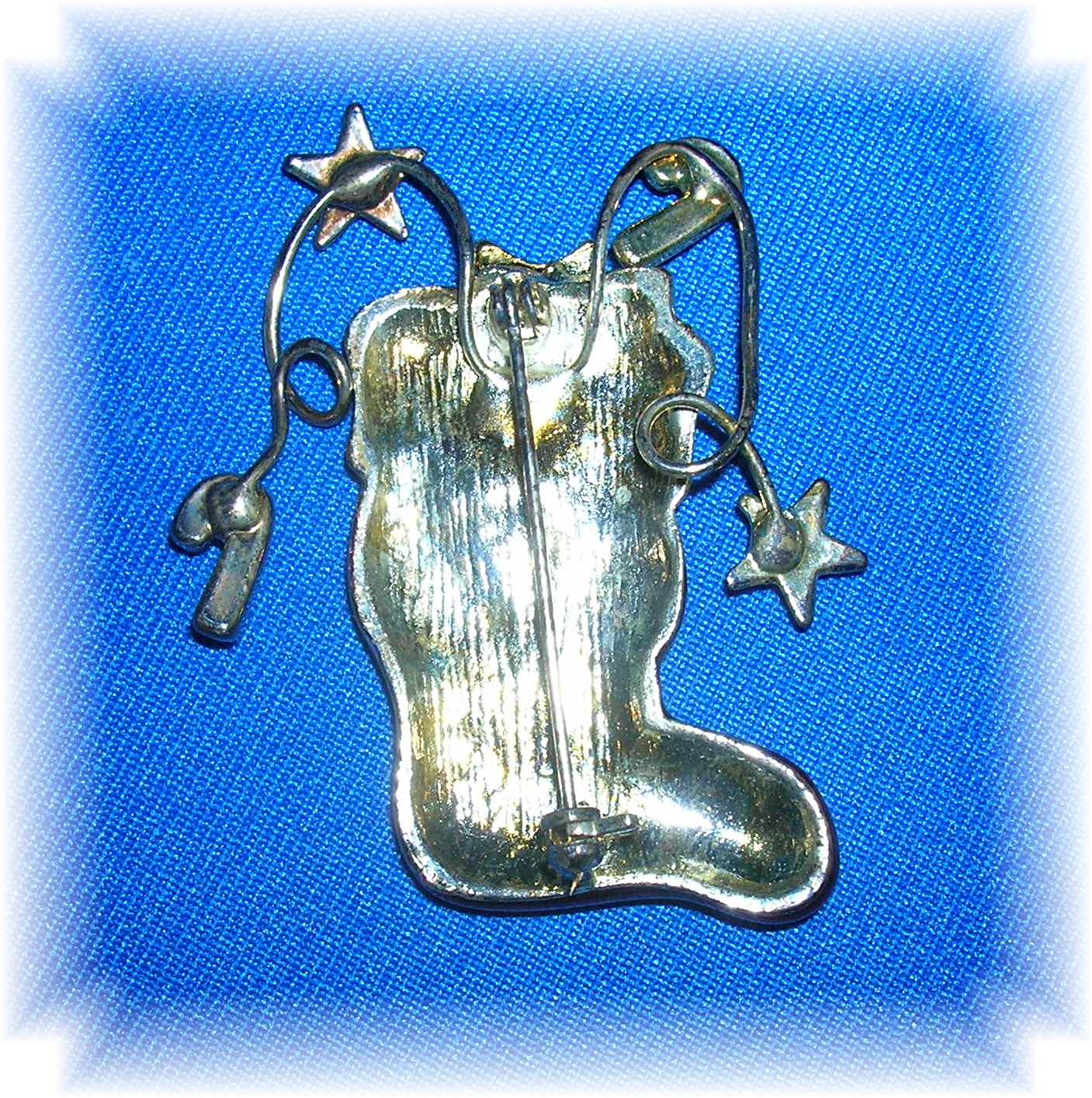 Red Enamel Christmas Stocking and Presents Brooch