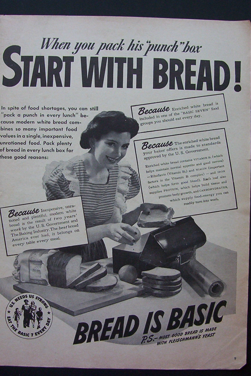 1943 Bread Is Basic with Woman Packing Lunch