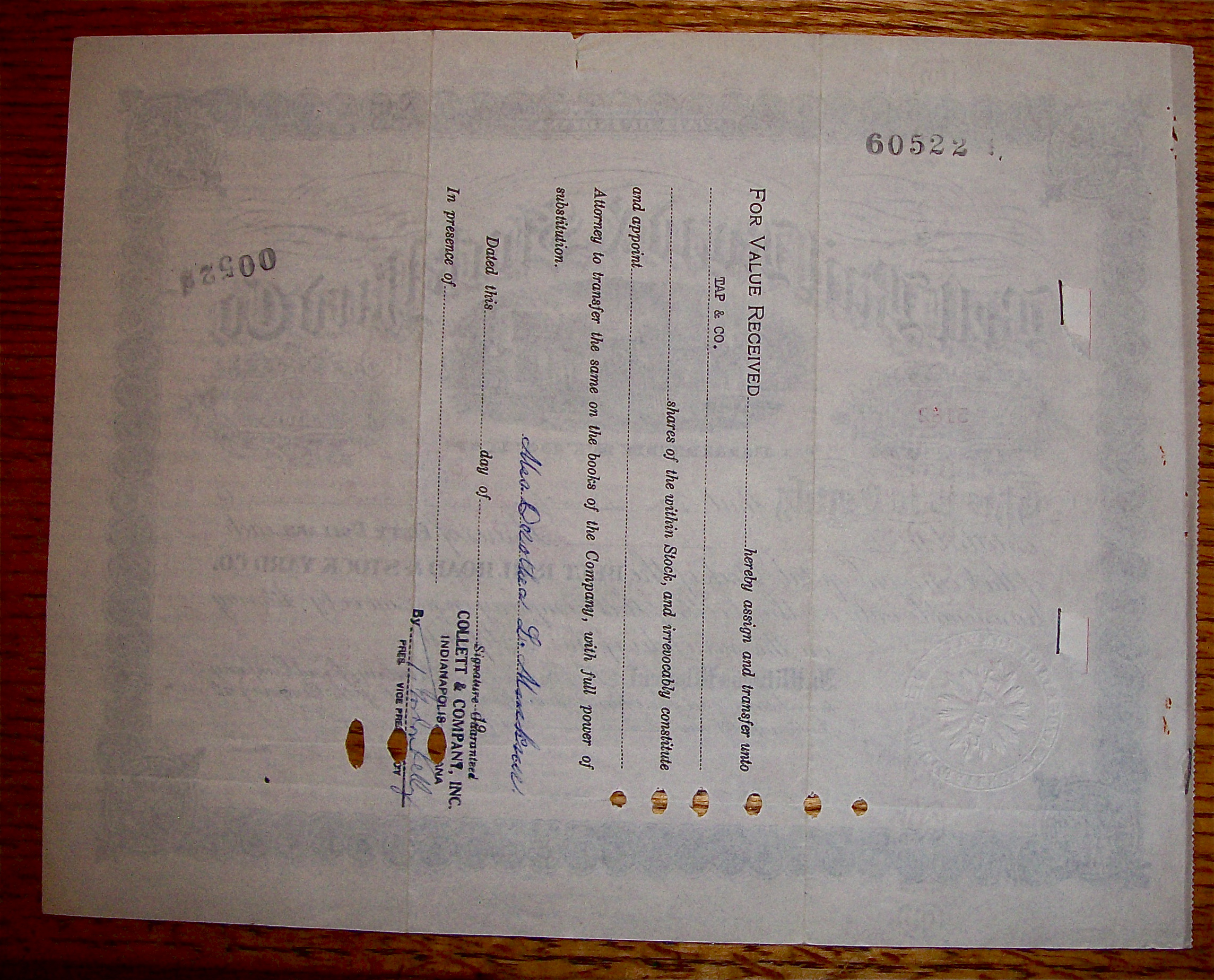 1934 Belt Railroad & Stock Yard Co Stock Certificate