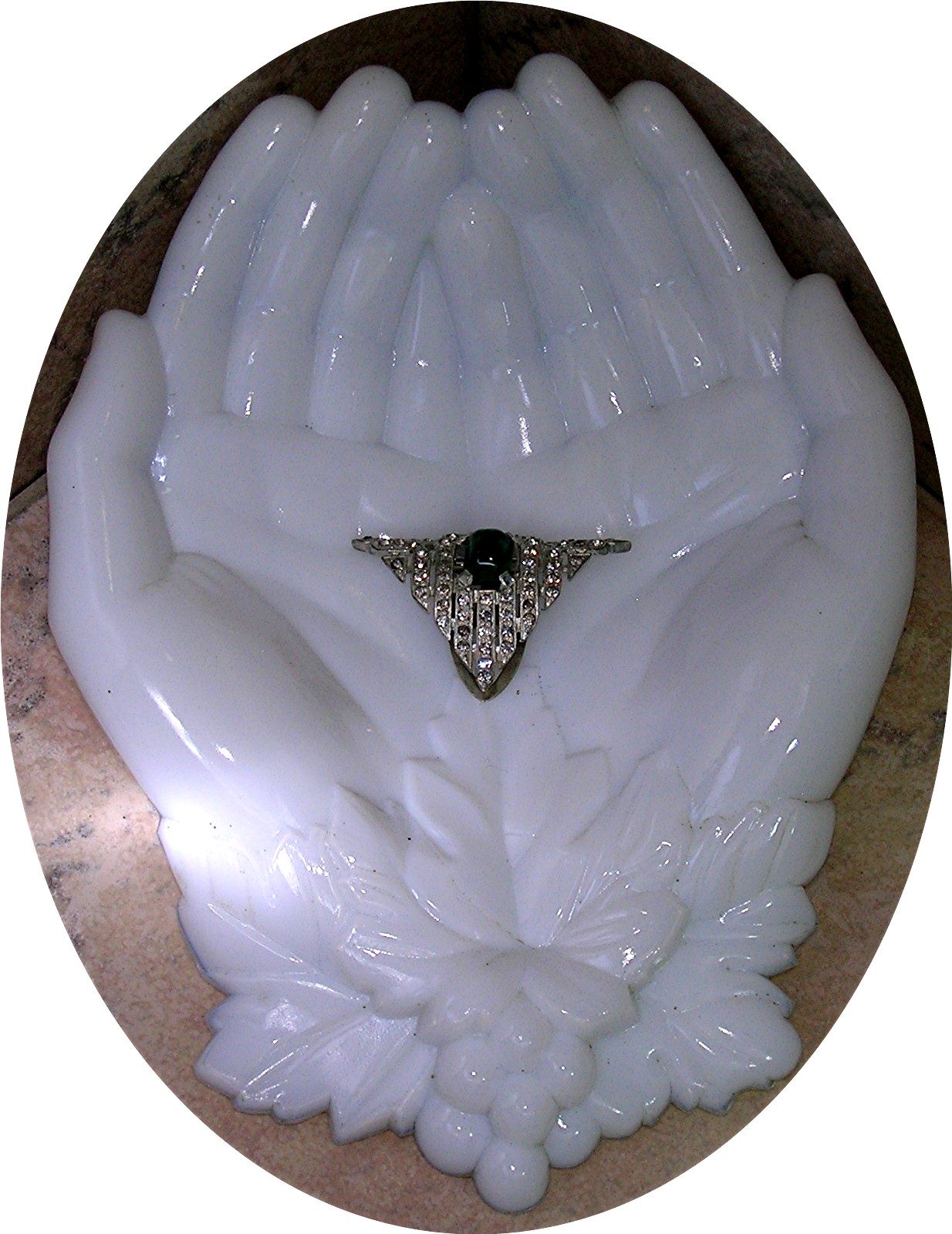 Dress Clips Pair Emerald Green Clear Crystal