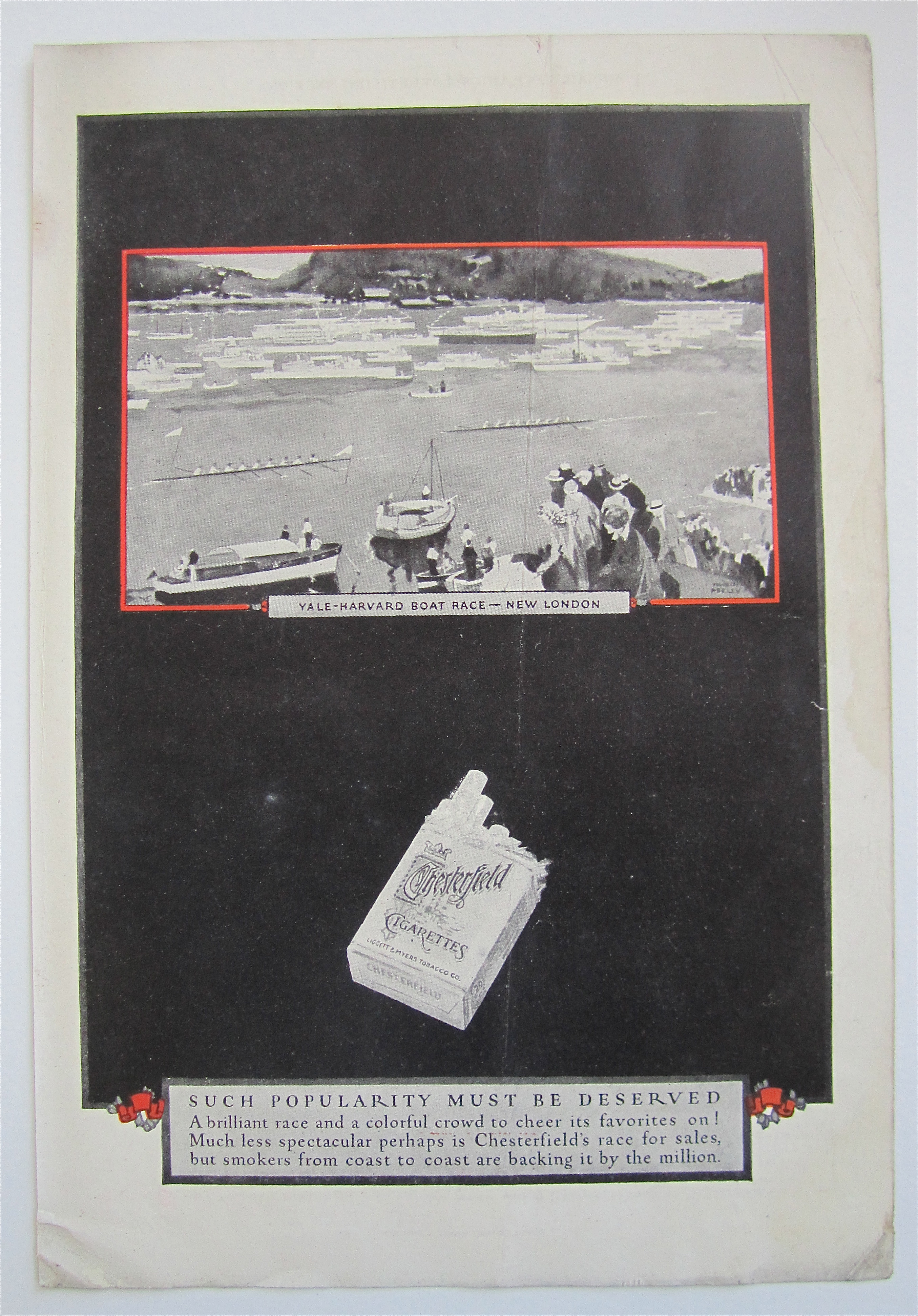 1926 Chesterfield Cigarette w/Yale Harvard Boat Race