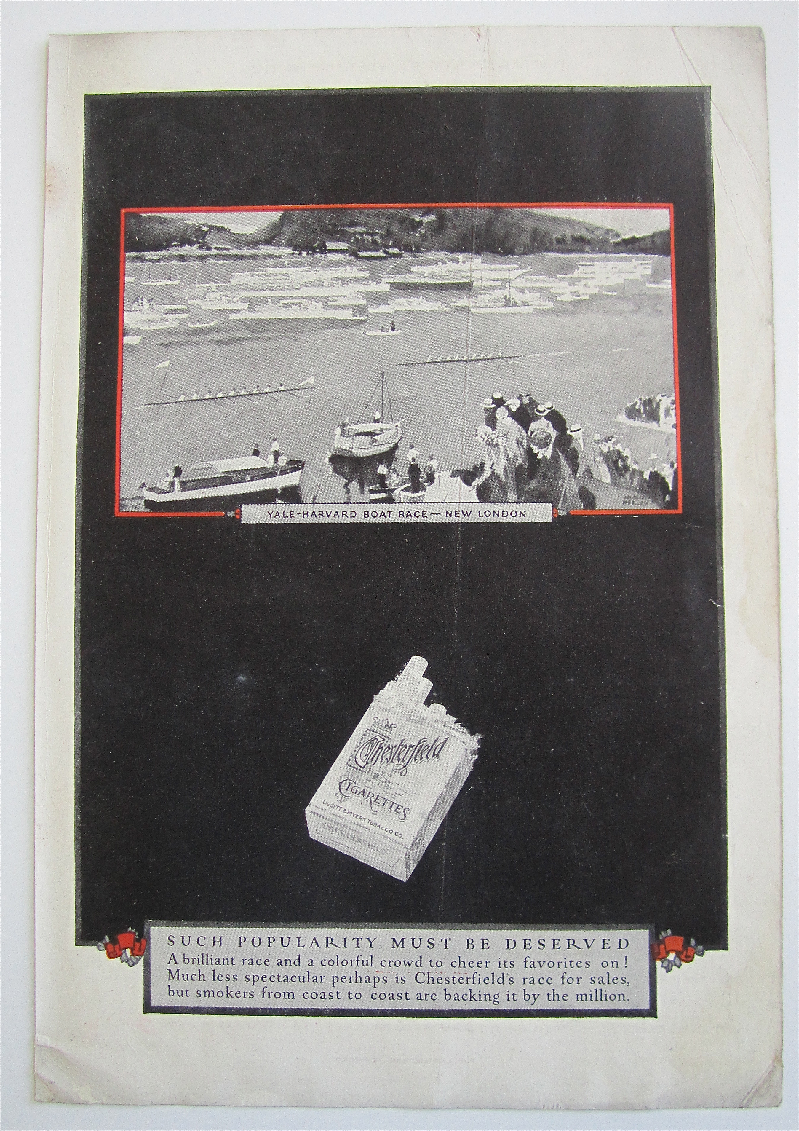 1926 Chesterfield Cigarette w/Yale Harvard Boat Race
