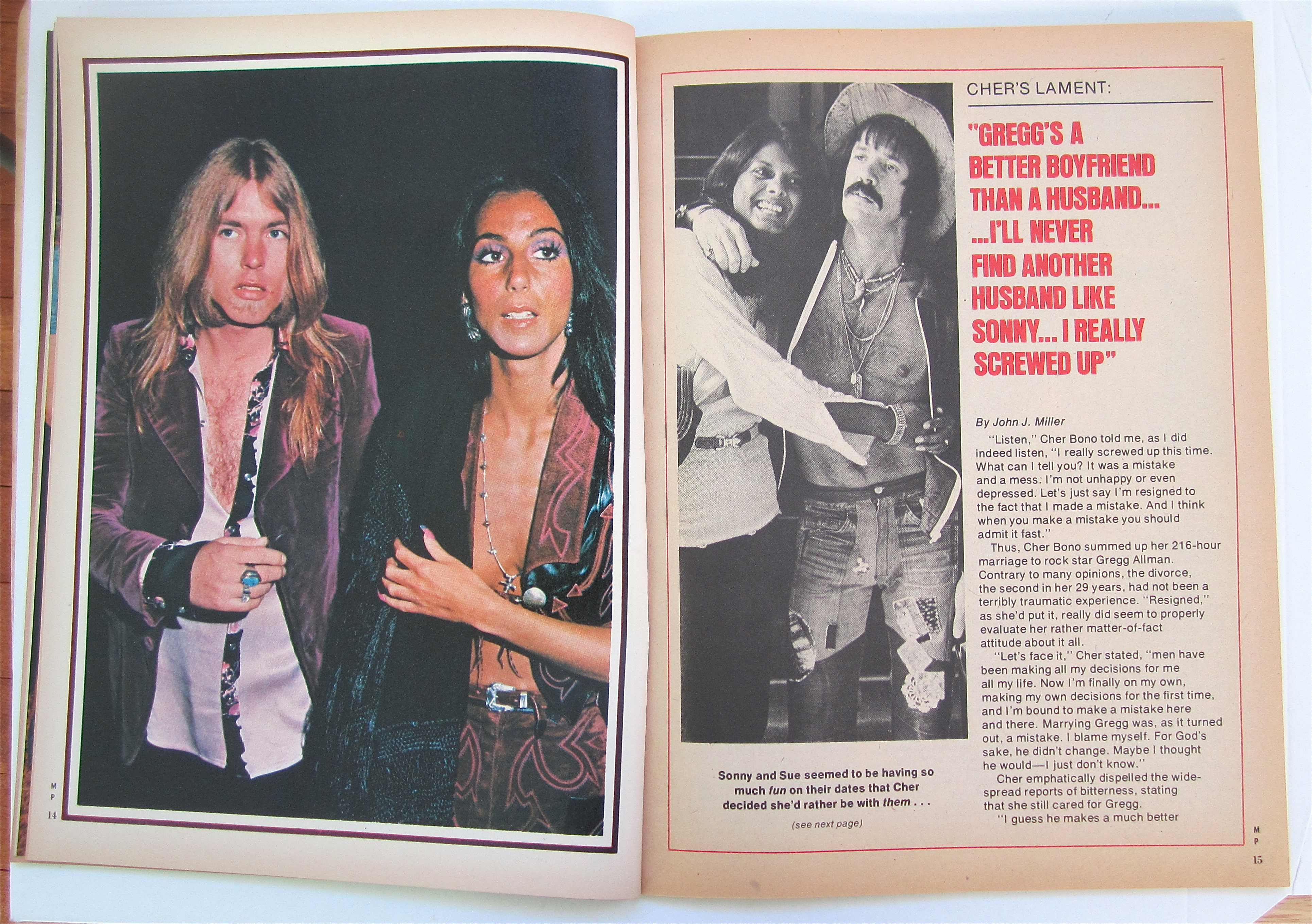 Motion Picture Magazine October 1975 Cher/Gregg Allman