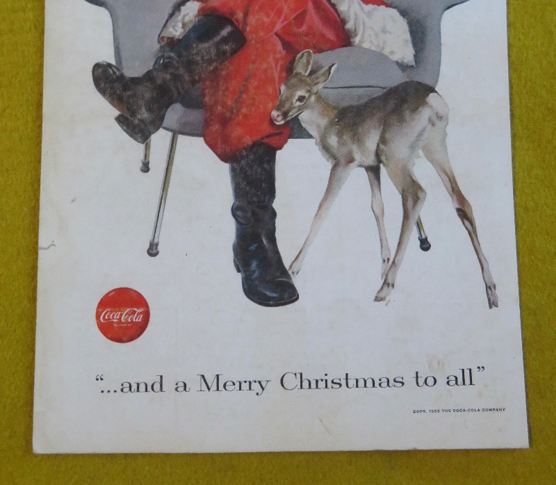 1956 Coca Cola (Coke) with Santa Claus & A Deer While He Holds A Coke