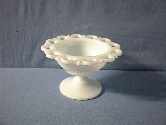 Footed Lace Edge Milkglass Candy Dish
