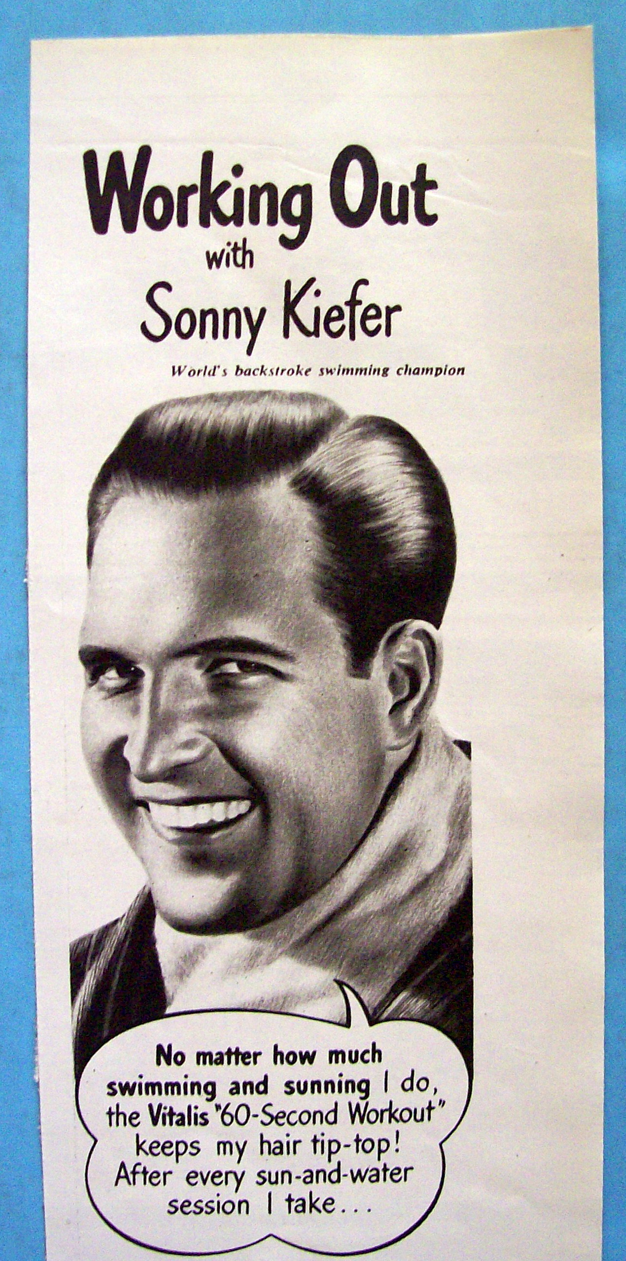 1948 Vitalis with Swimming Champion Sonny Kiefer