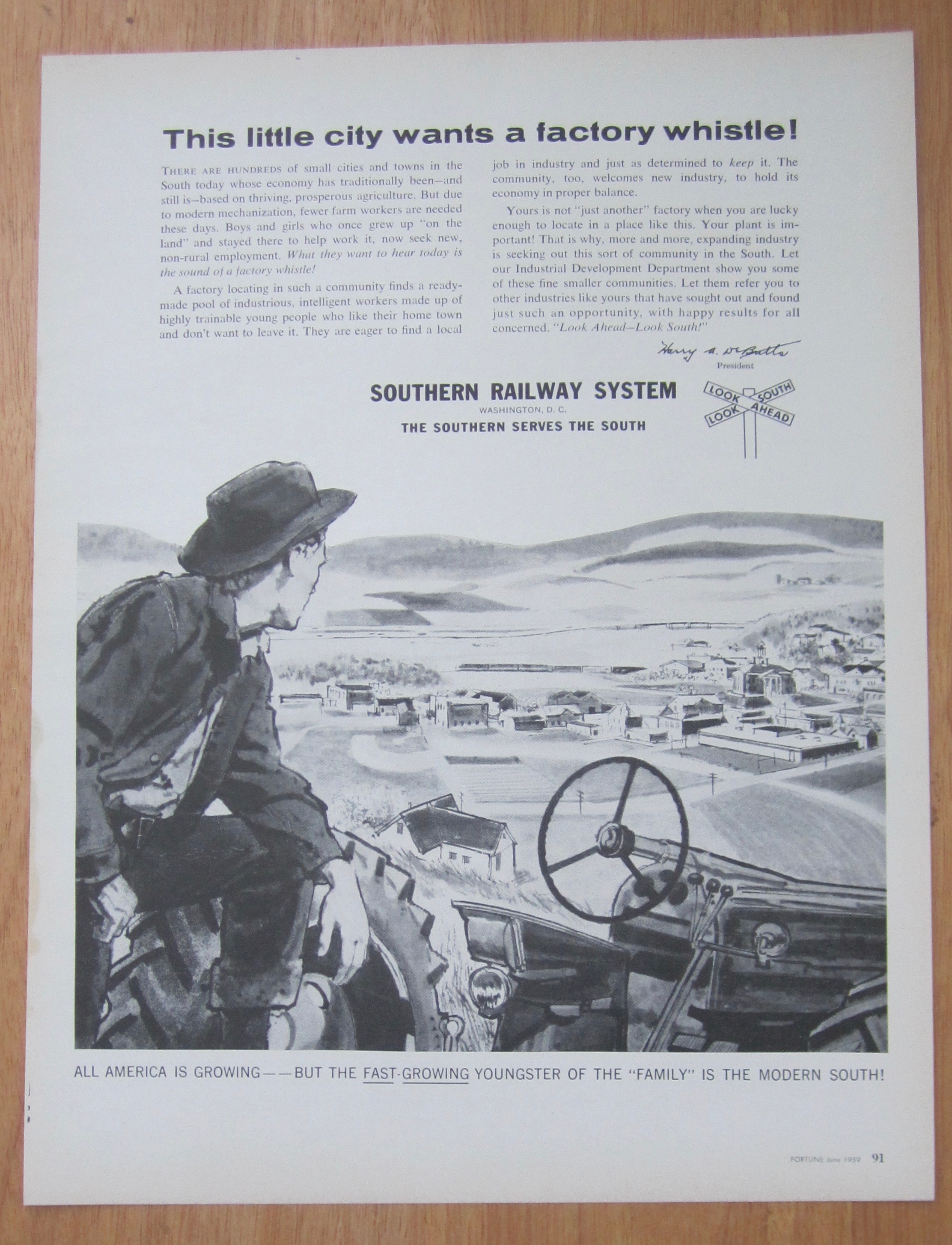 1959 Southern Railway System w/ Farmer Looking at City