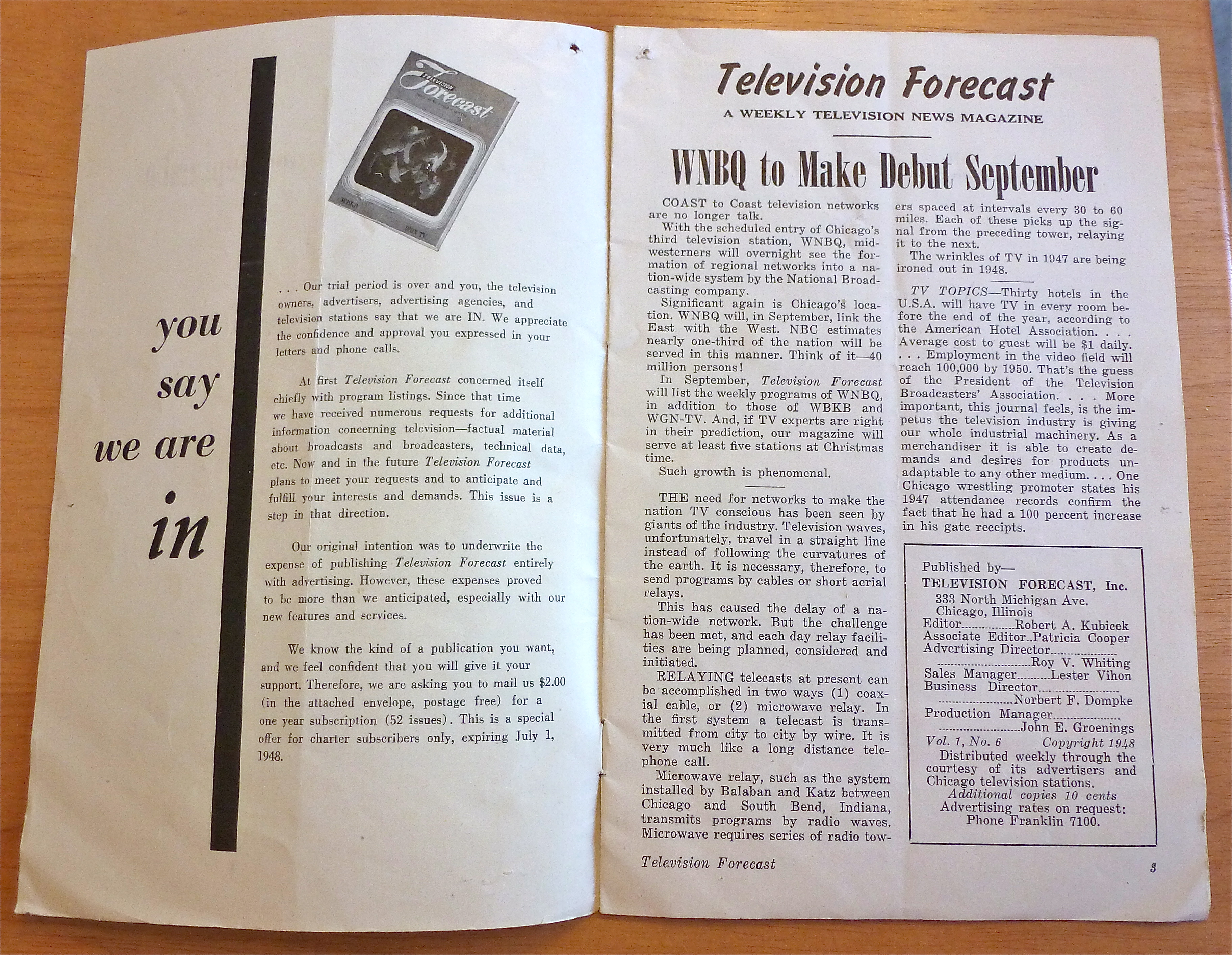 1948 Chicago Television Forecast Vol.1-#6 Connie Mack