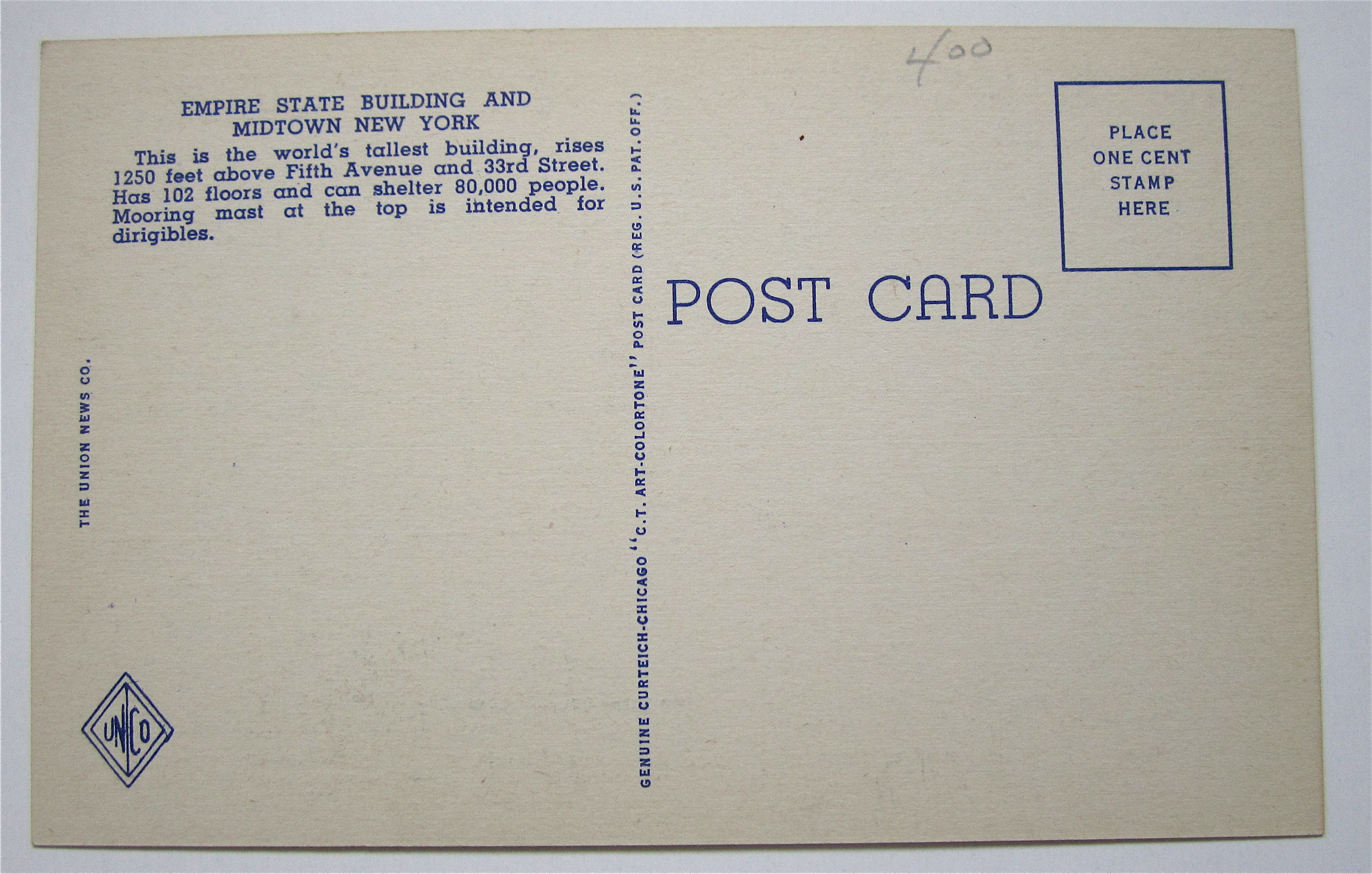 Empire State Building, New York City Postcard