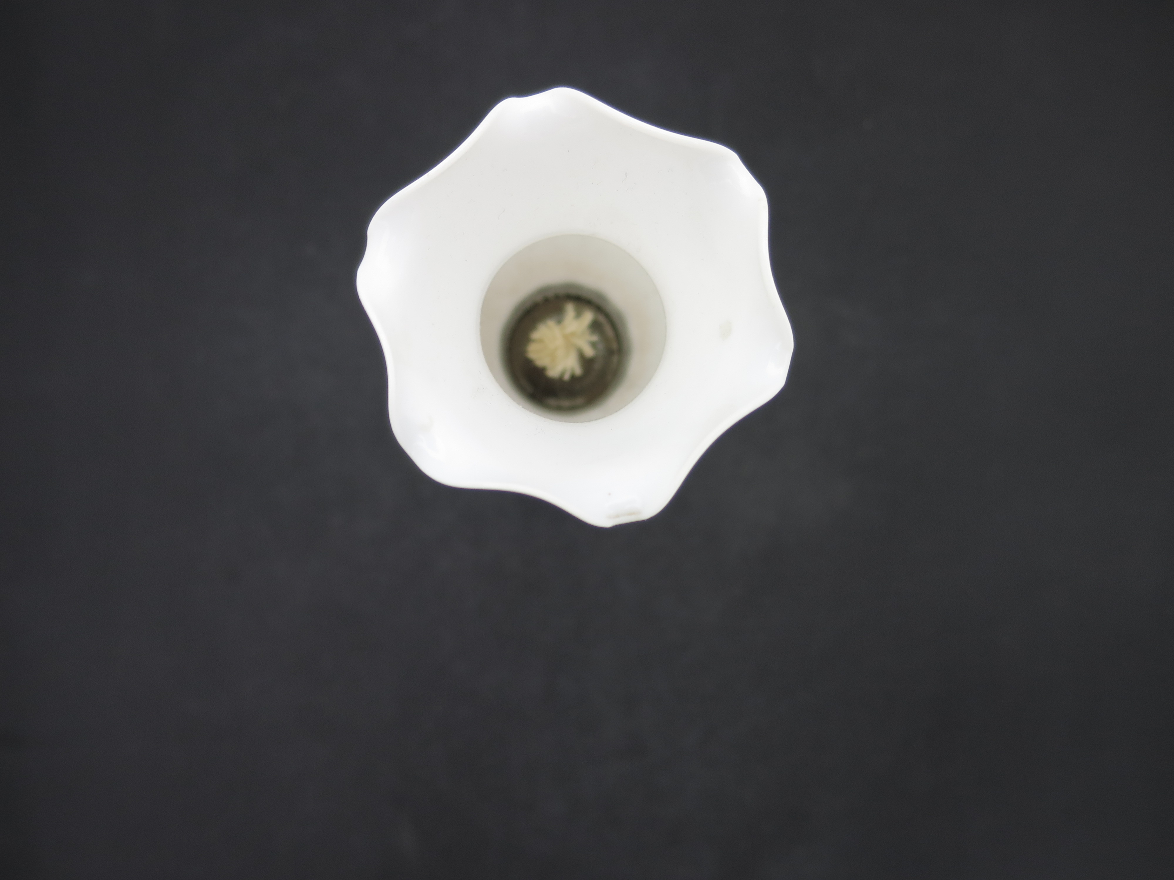 Miniature Milk Glass Oil Lamp hand painted Rose Motif