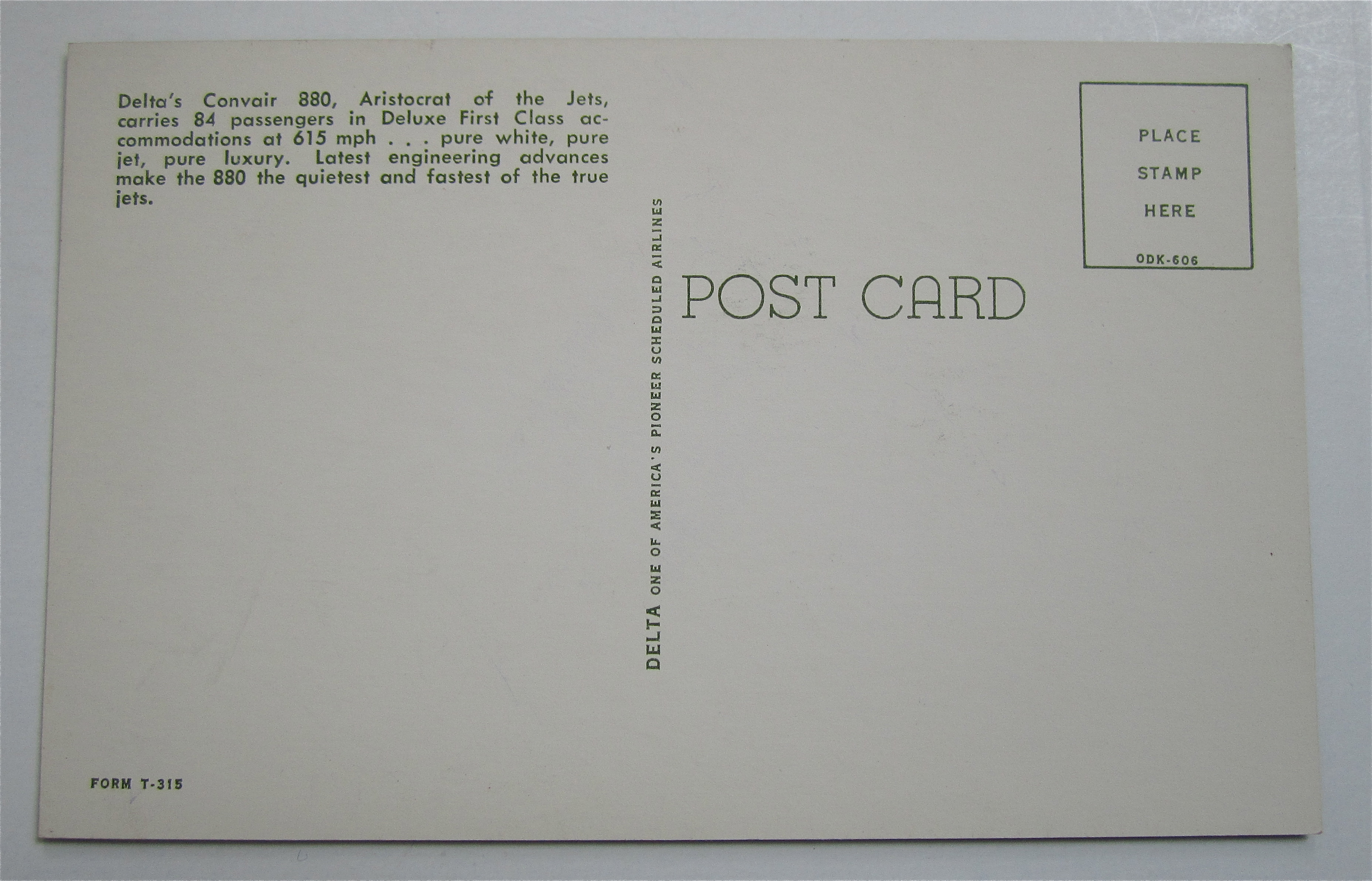 Delta's Convair 880 Airplane Postcard