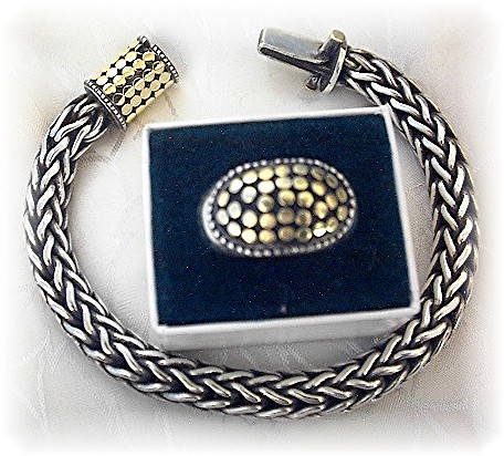 14K Gold Sterling Silver Wheat Bracelet Indonesia
