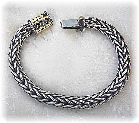 14K Gold Sterling Silver Wheat Bracelet Indonesia