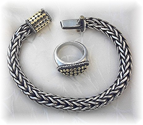 14K Gold Sterling Silver Wheat Bracelet Indonesia