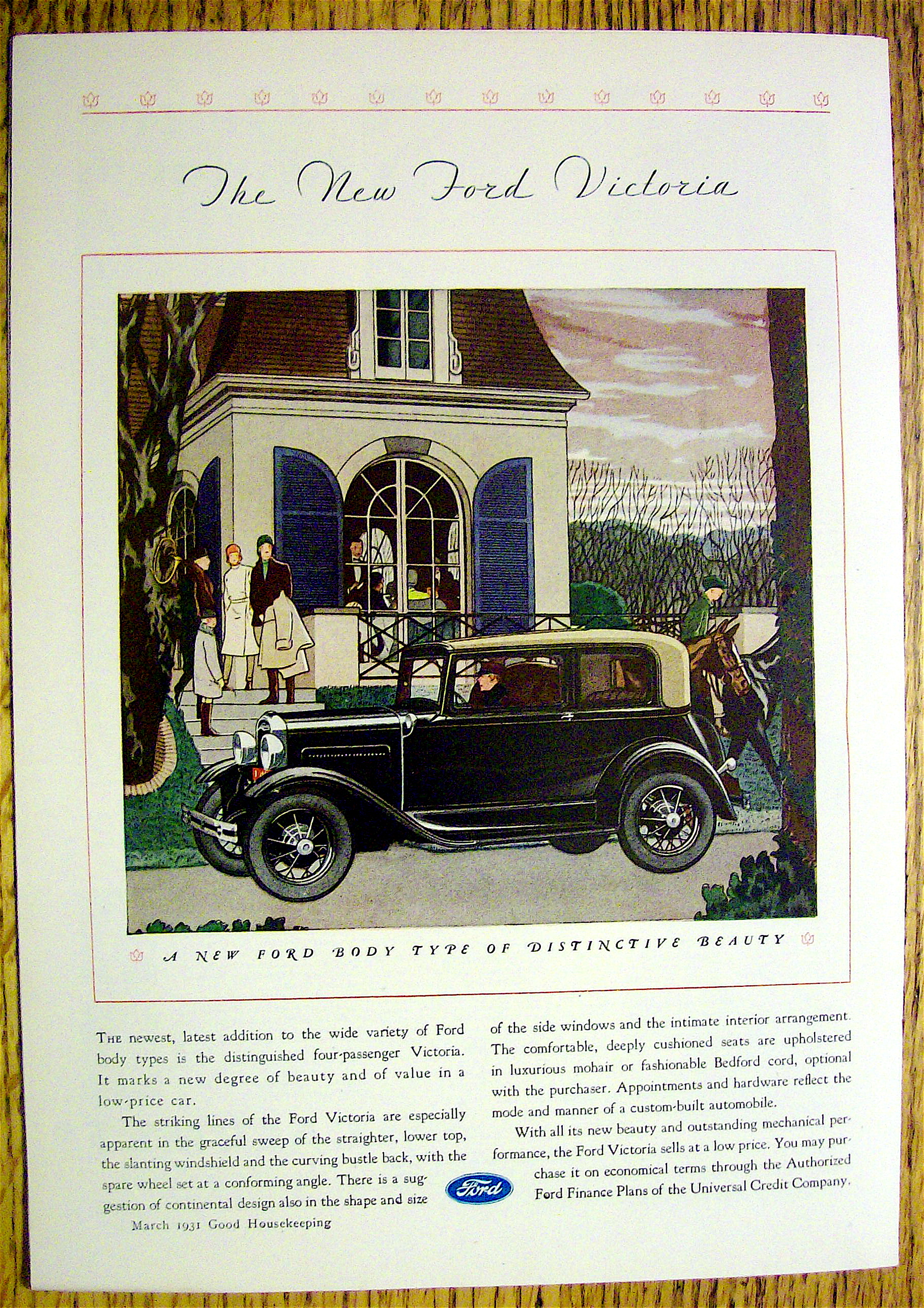 1931 Ford Victoria with a Ford in Front of a House